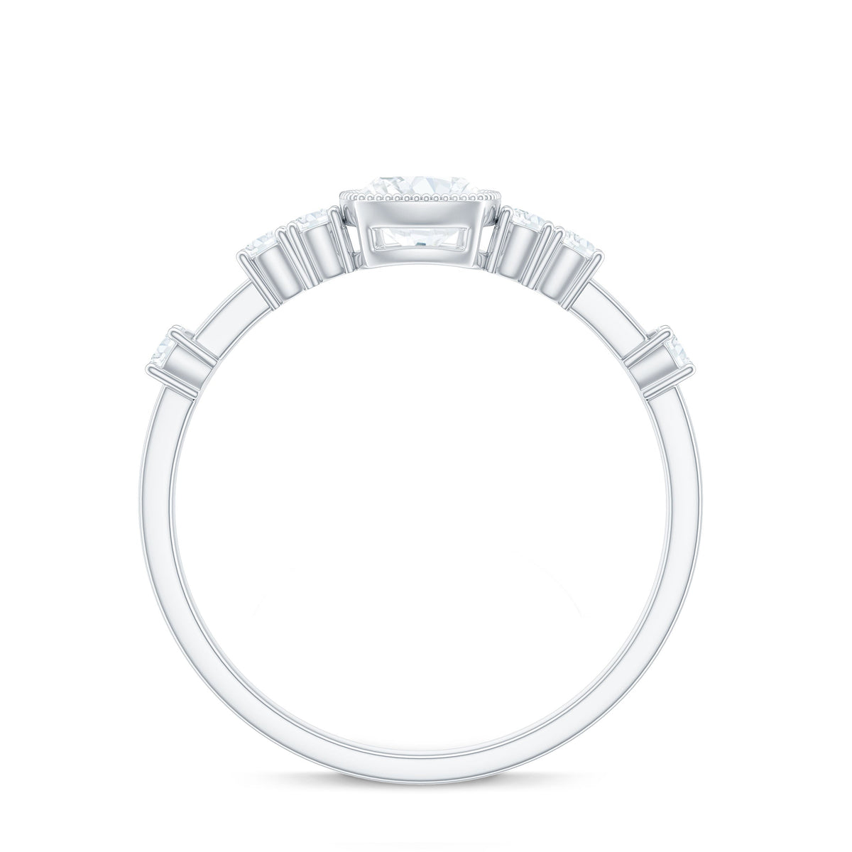 1.7 Carat Cushion Cut Moissanite Solitaire Engagement Ring in Bezel Setting