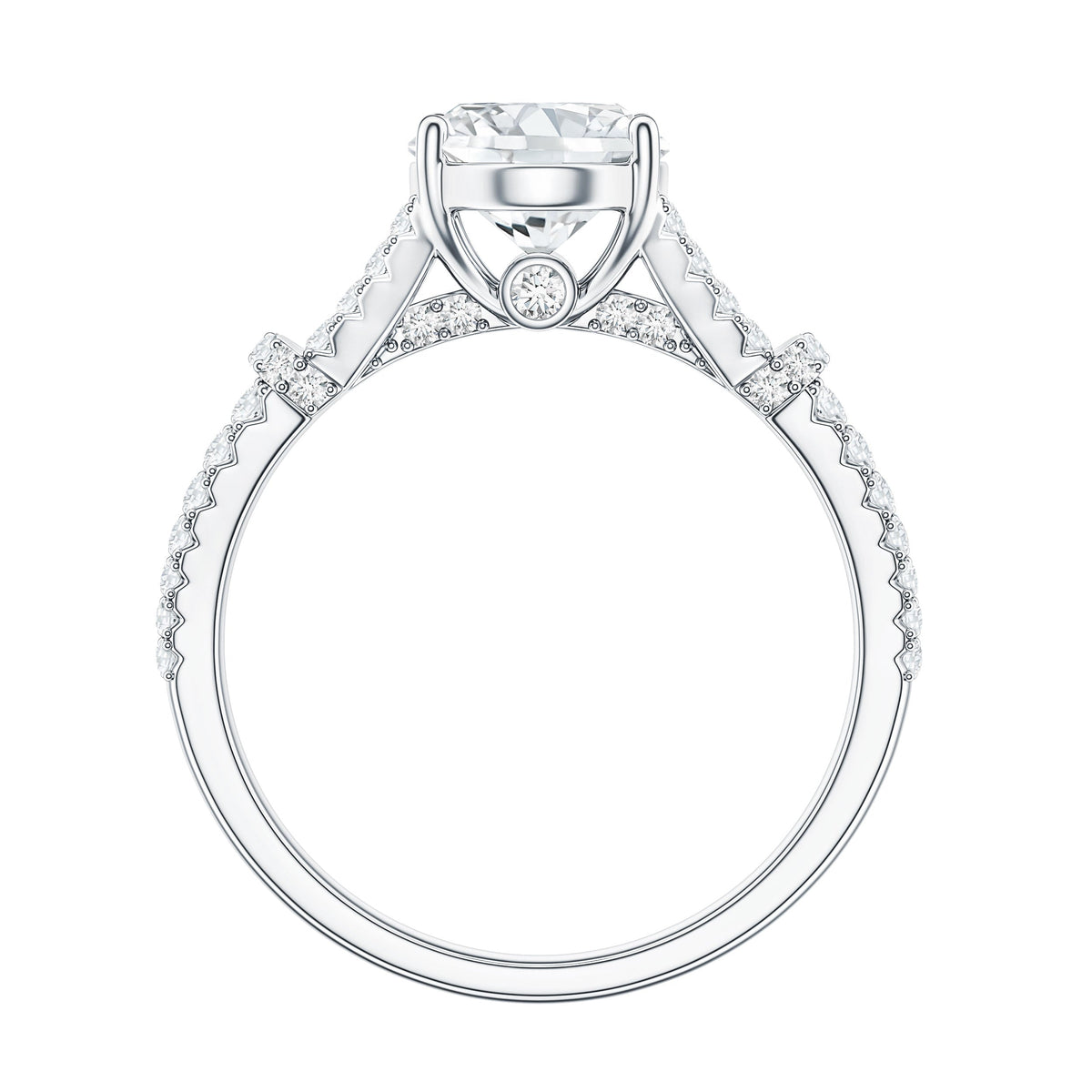 2 Carat Oval Cut Moissanite Statement Engagement Ring with Split Shank