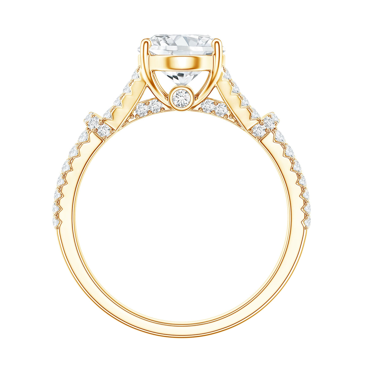 2 Carat Oval Cut Moissanite Statement Engagement Ring with Split Shank