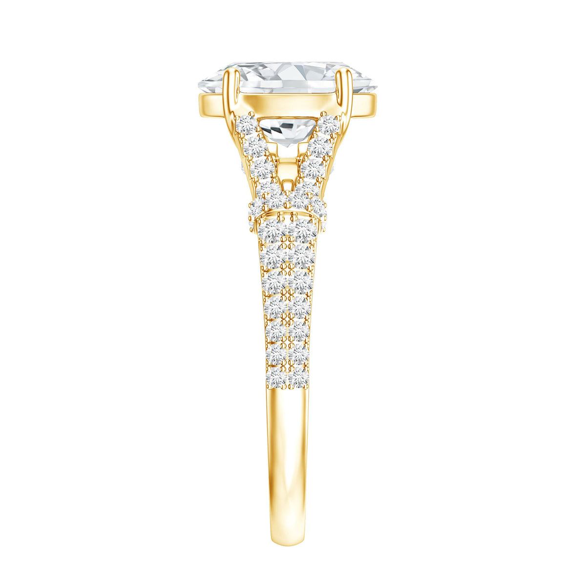 2 Carat Oval Cut Moissanite Statement Engagement Ring with Split Shank