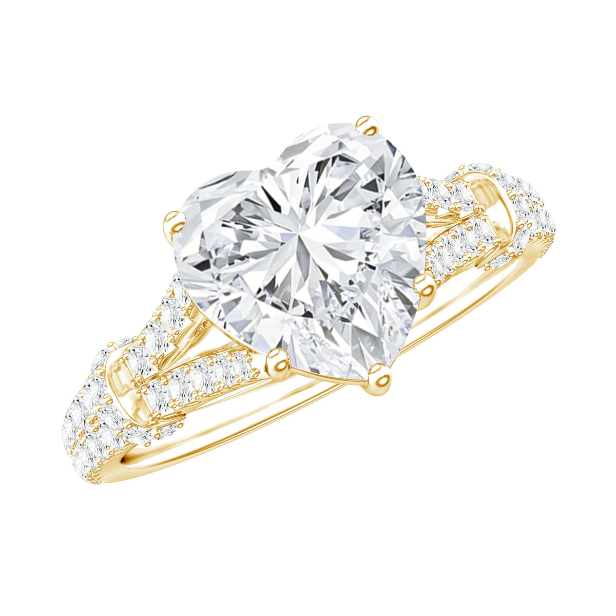 Heart Shape Moissanite Solitaire Engagement Ring in Split Shank