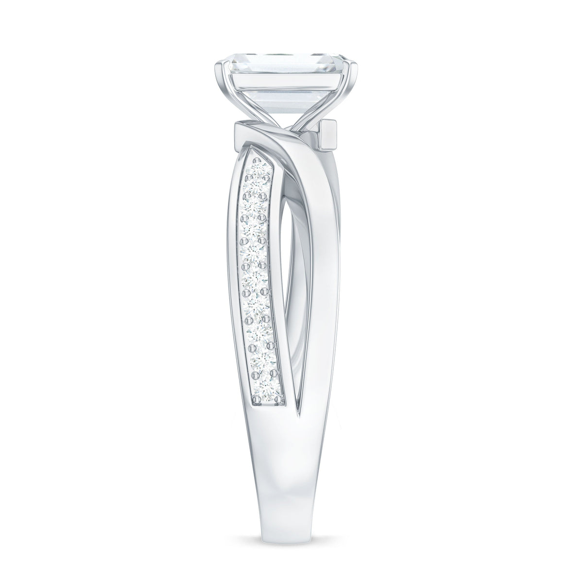 1.8 Carat Emerald Cut Moissanite Infinity Engagement Ring