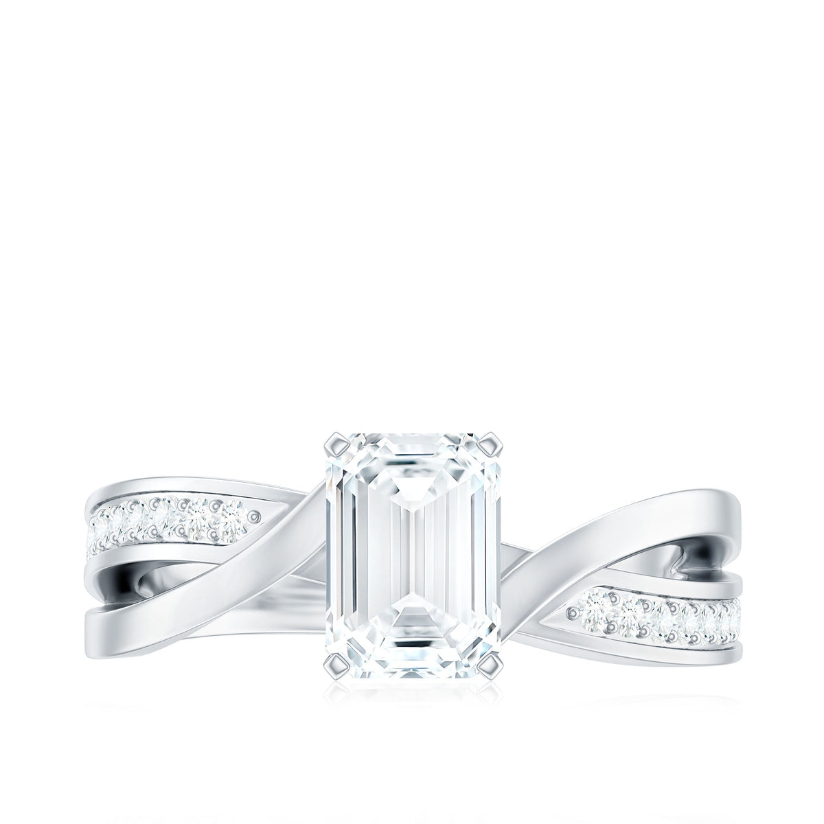 1.8 Carat Emerald Cut Moissanite Infinity Engagement Ring