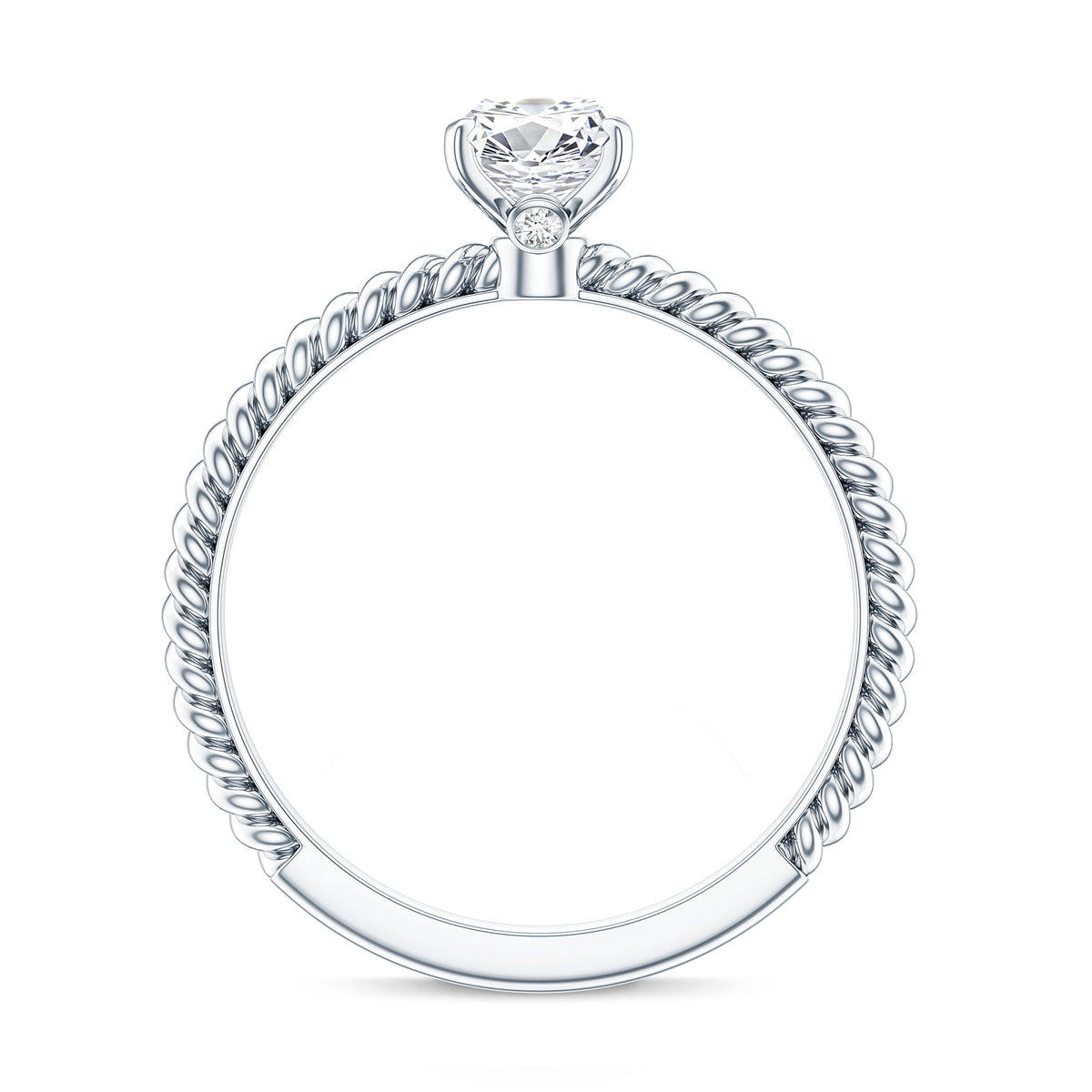 1 Carat Marquise Cut Moissanite Solitaire Engagement Ring with Twisted Rope Shank