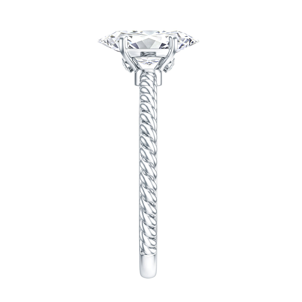 1 Carat Marquise Cut Moissanite Solitaire Engagement Ring with Twisted Rope Shank
