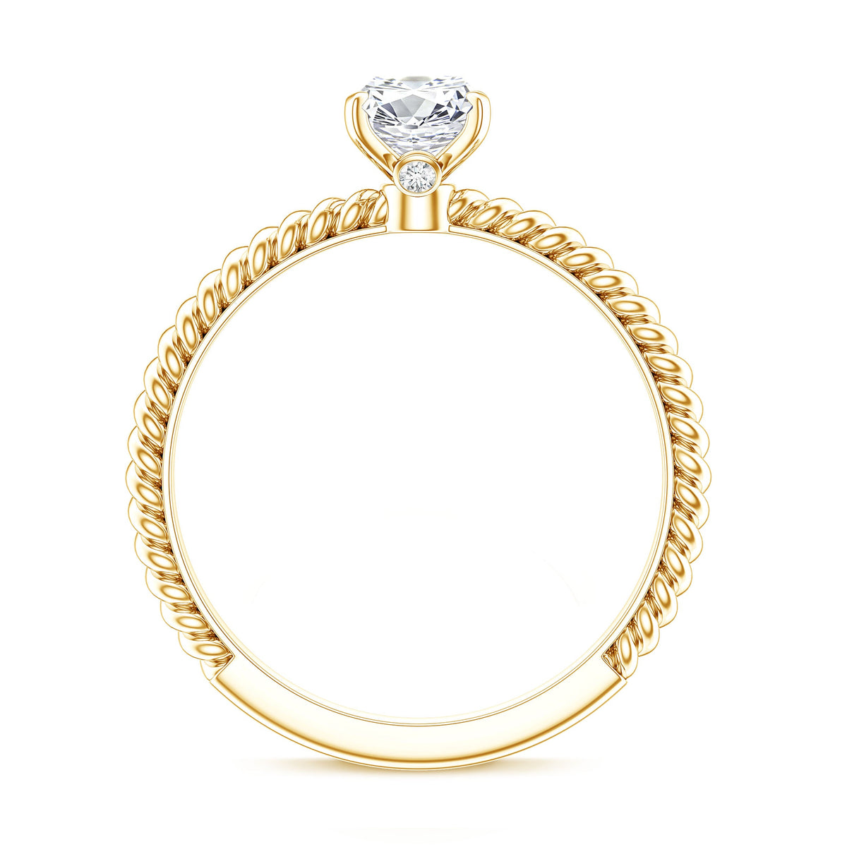 1 Carat Marquise Cut Moissanite Solitaire Engagement Ring with Twisted Rope Shank