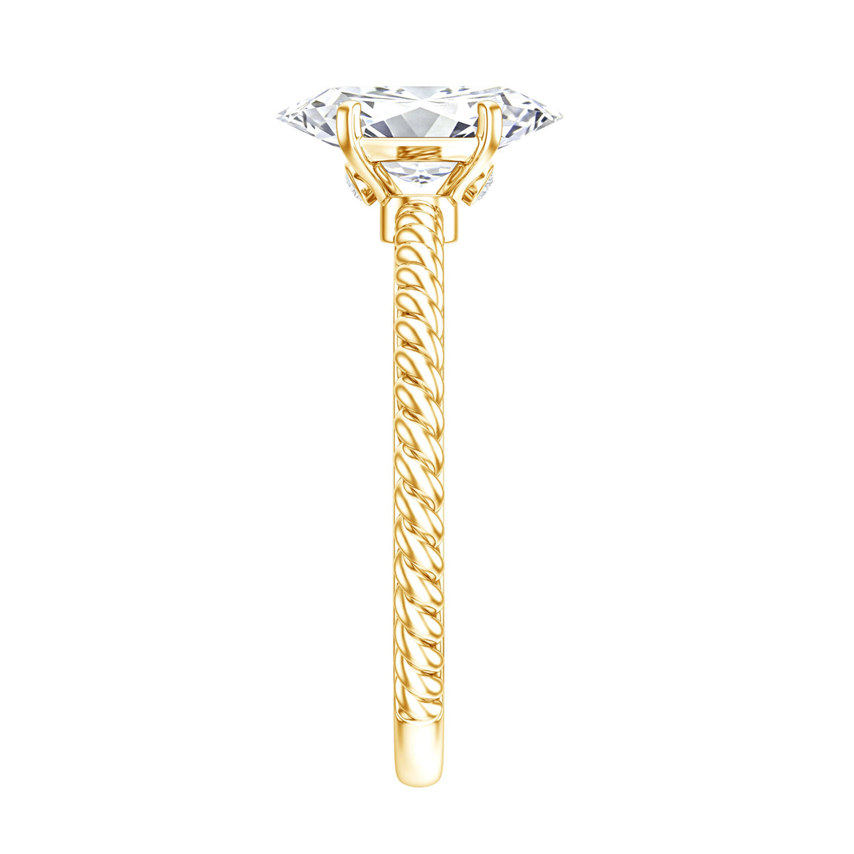 1 Carat Marquise Cut Moissanite Solitaire Engagement Ring with Twisted Rope Shank