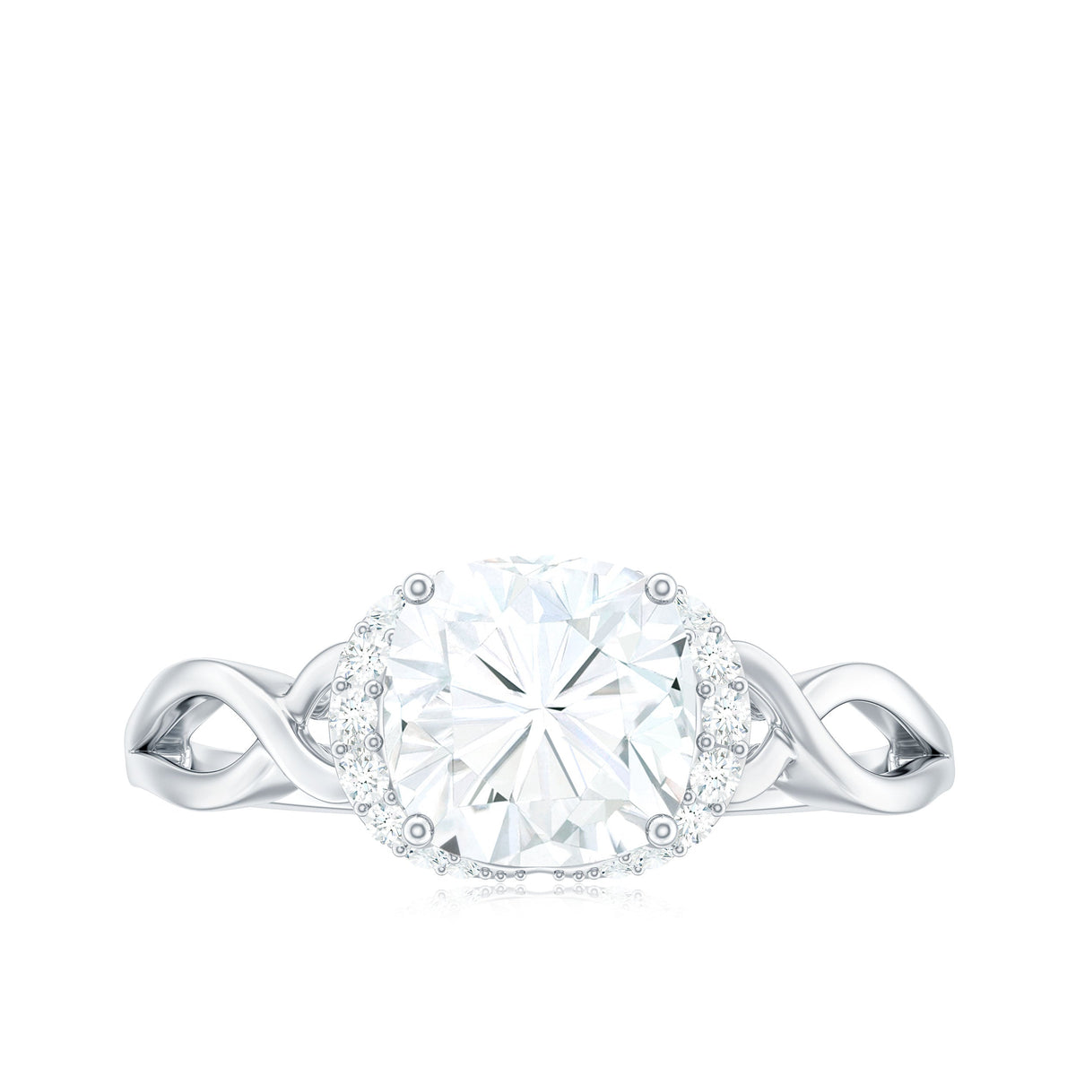 3 Carat Cushion Cut Moissanite Solitaire Engagement Ring with Infinity Shank