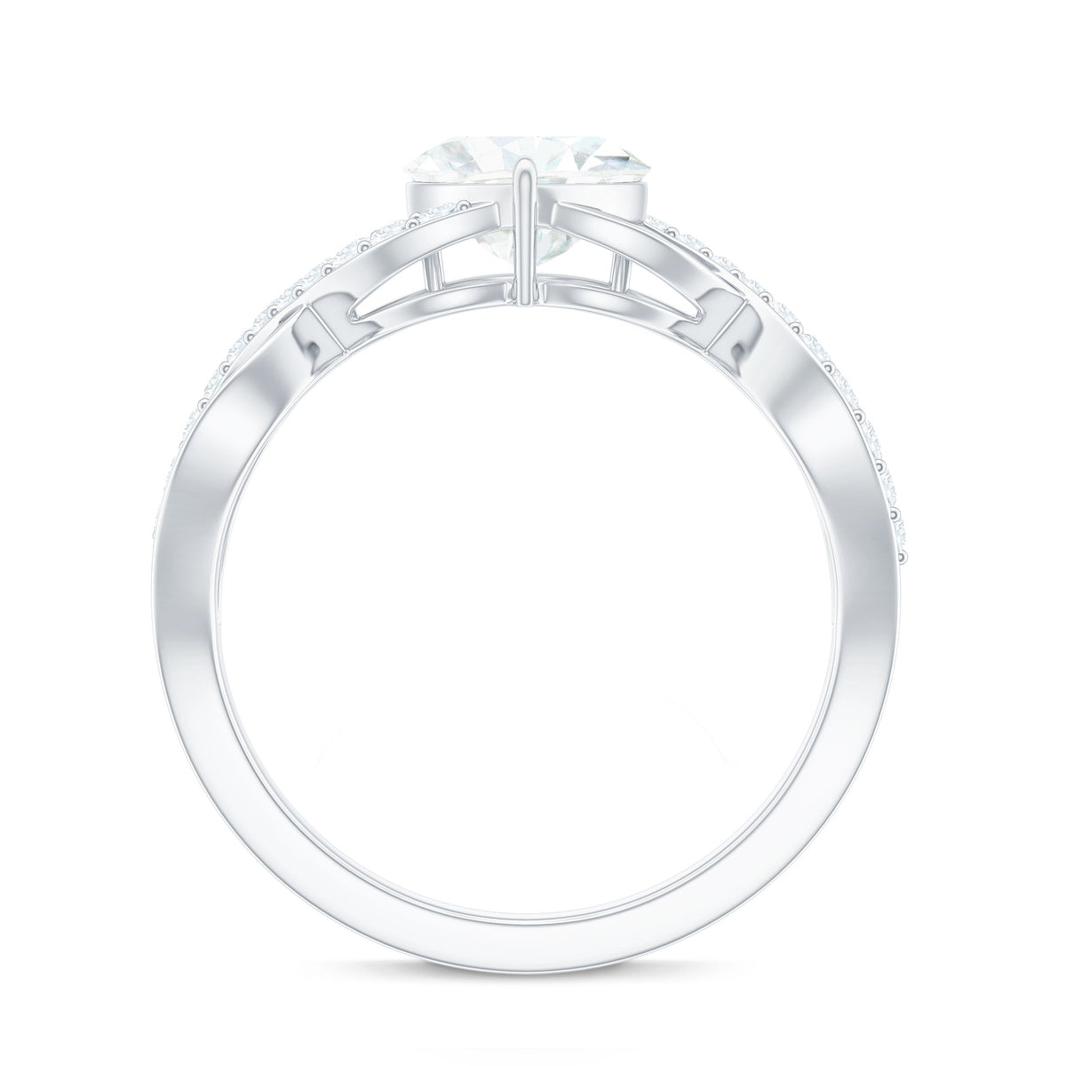 1.5 Carat Heart Shape Moissanite Solitaire Engagement Ring with Crossover Shank