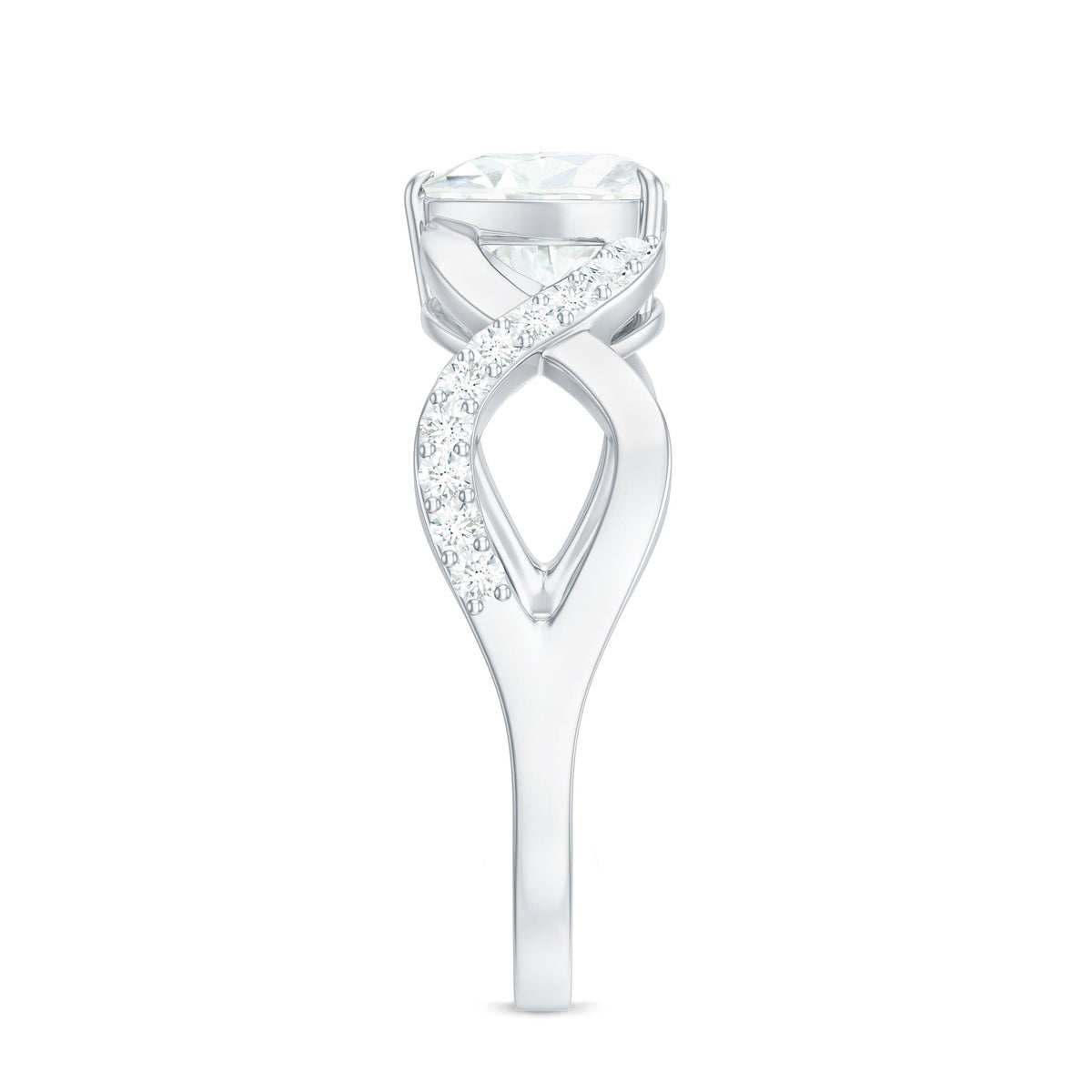 1.5 Carat Heart Shape Moissanite Solitaire Engagement Ring with Crossover Shank