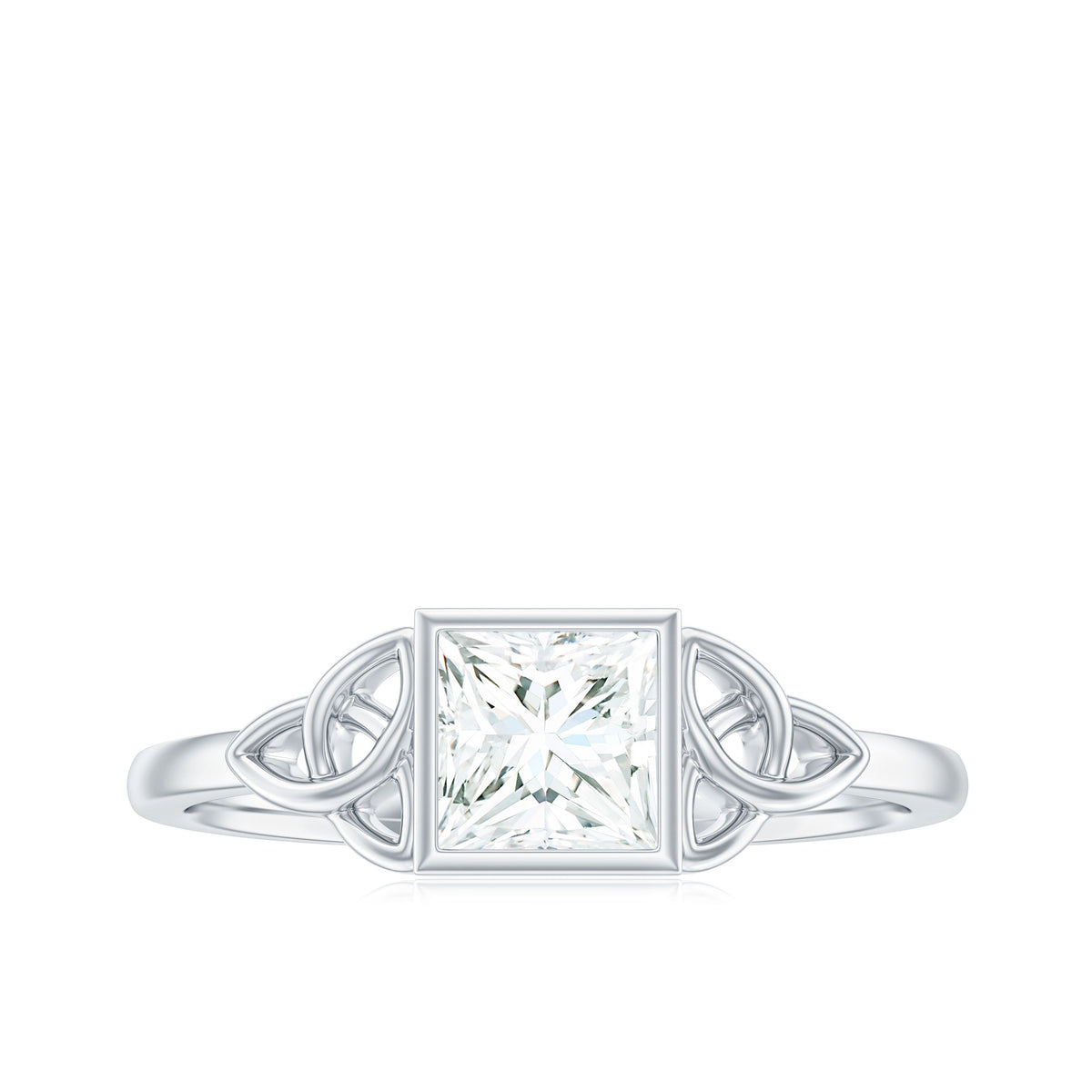 0.7 Carat Princess Cut Certified Moissanite Solitaire Ring with Celtic Knot Style