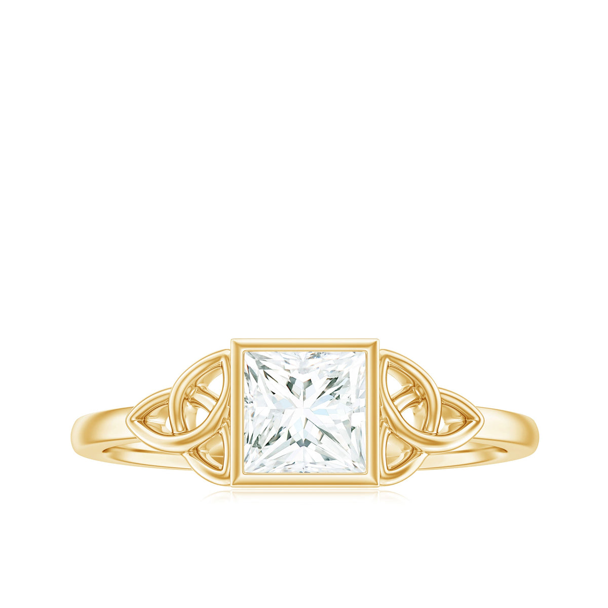 0.7 Carat Princess Cut Certified Moissanite Solitaire Ring with Celtic Knot Style