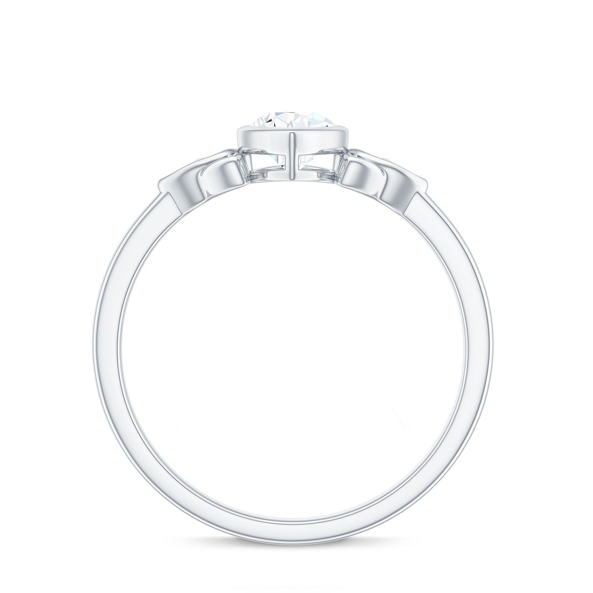 Bezel Set Moissanite Pear Cut Solitaire Celtic Ring for Women