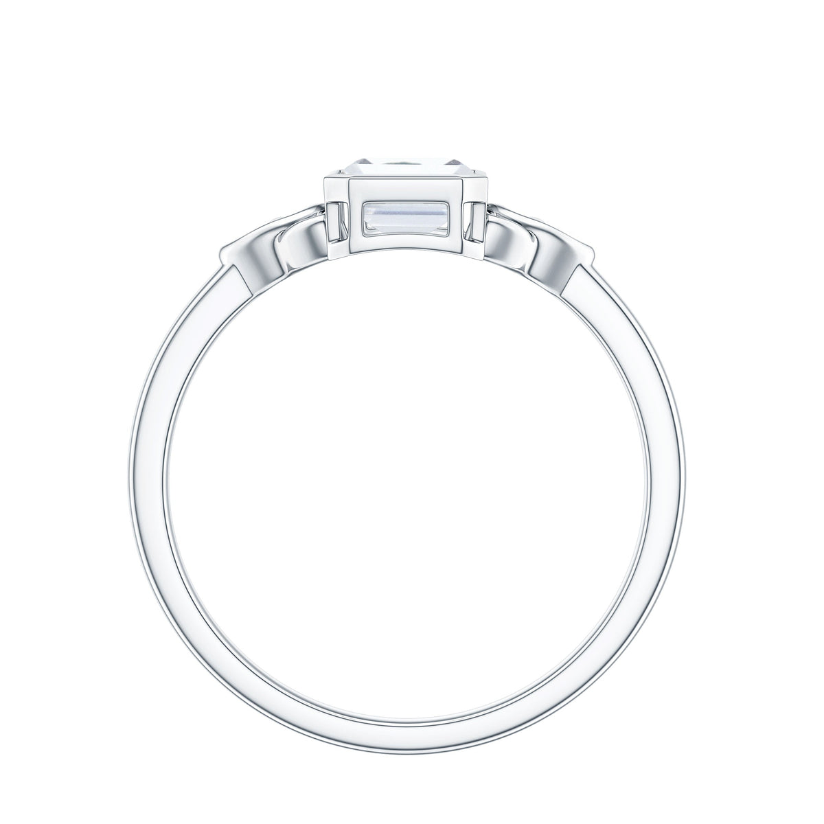 Emerald Cut Moissanite Solitaire Celtic Engagement Ring