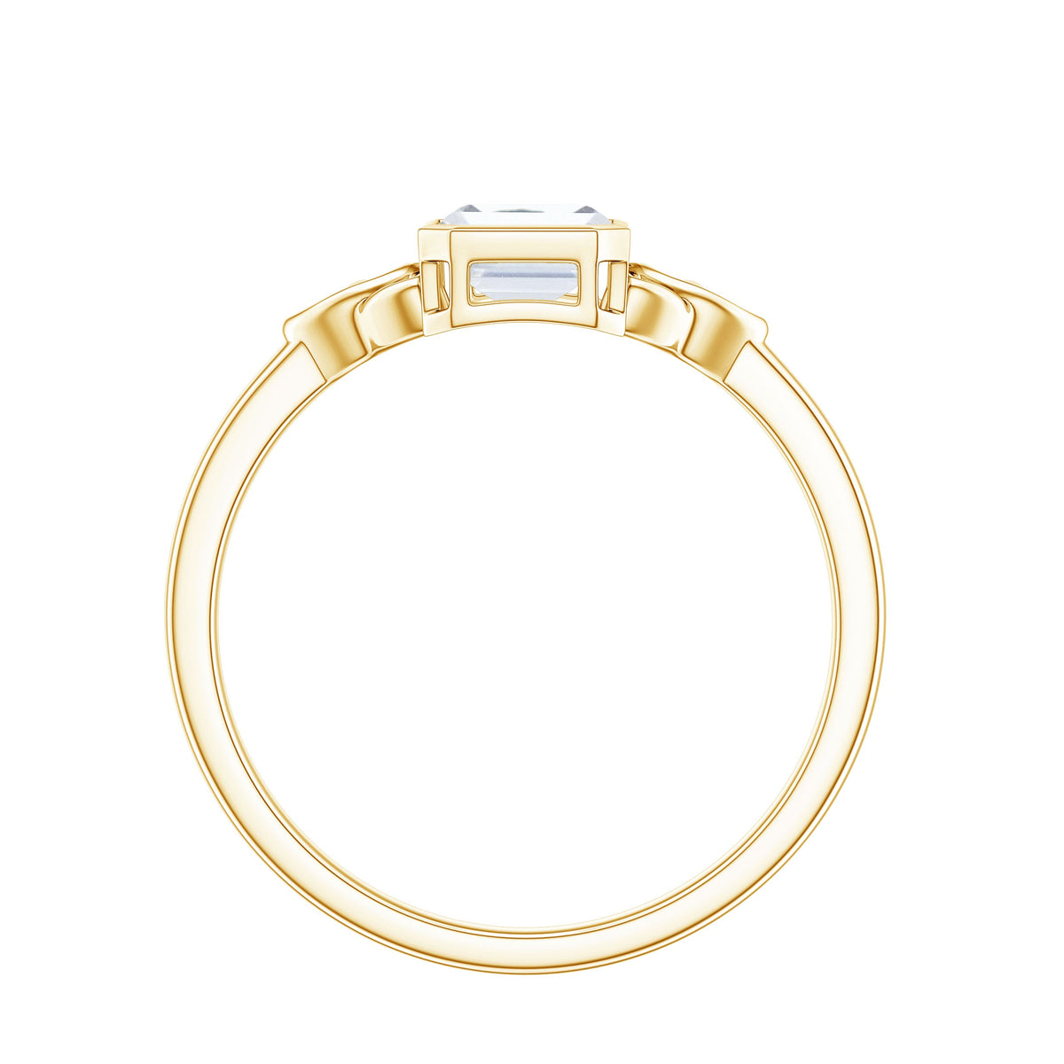 Emerald Cut Moissanite Solitaire Celtic Engagement Ring