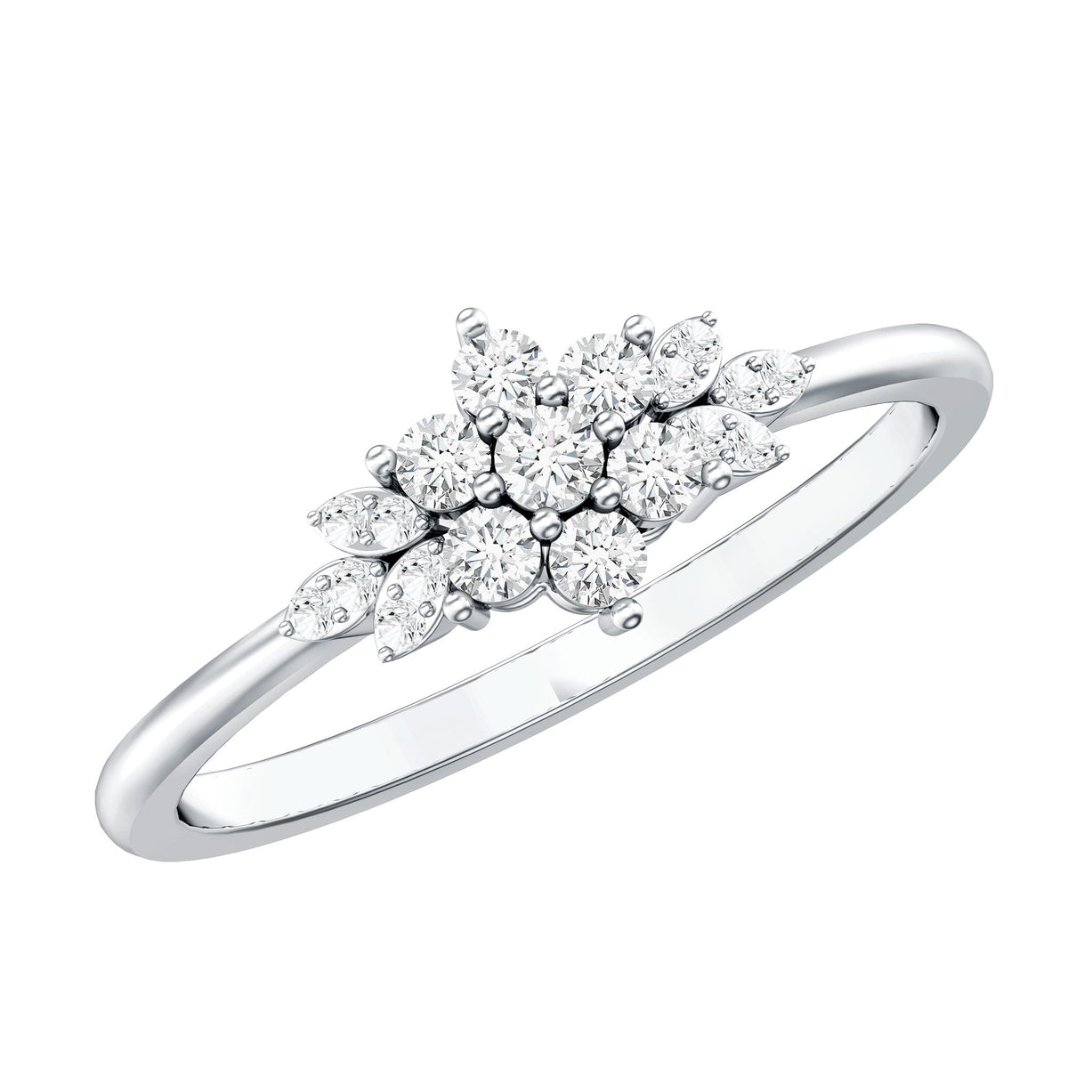 Certified Diamond Flower Promise Ring