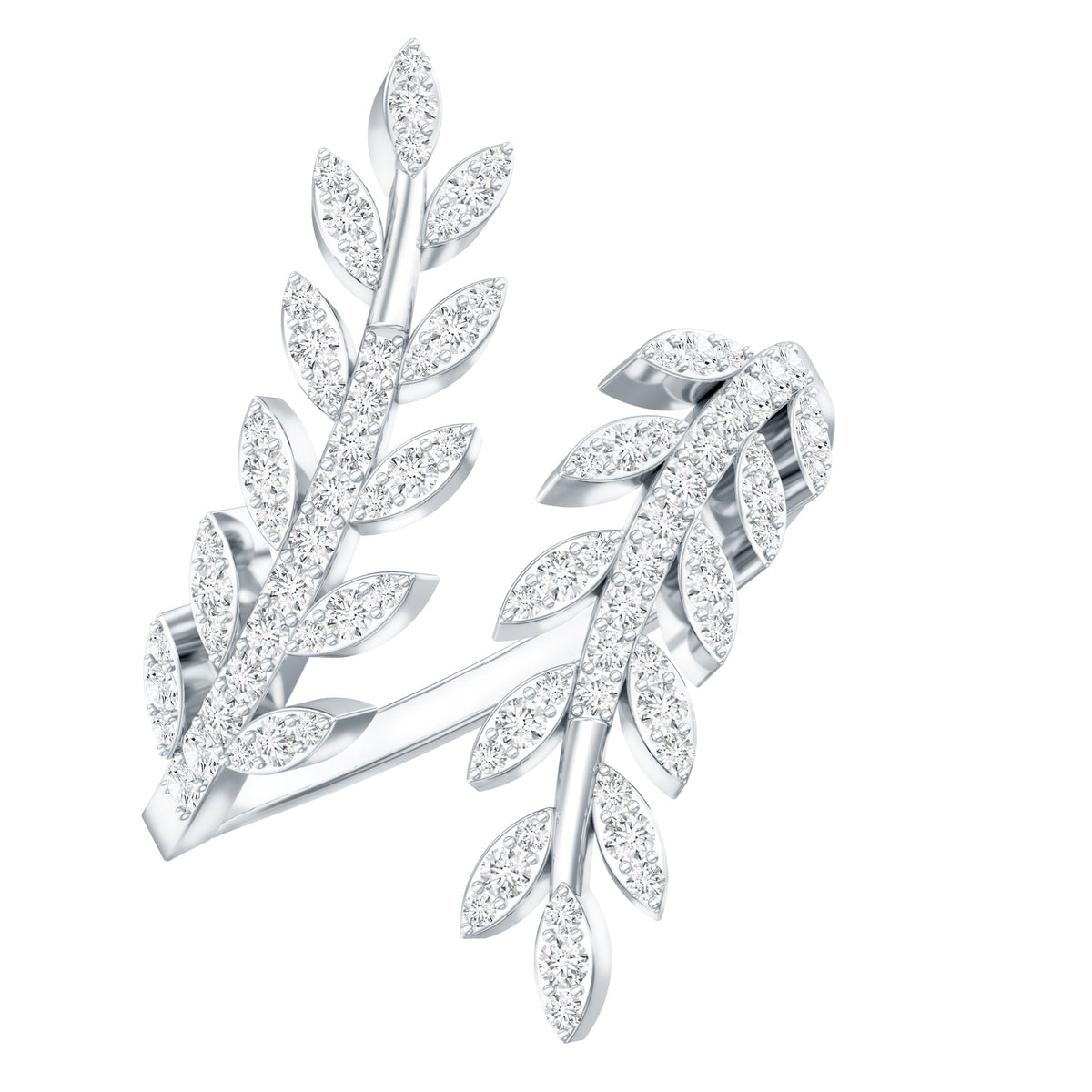 Certified Moissanite Leaf Wrap Ring for Women