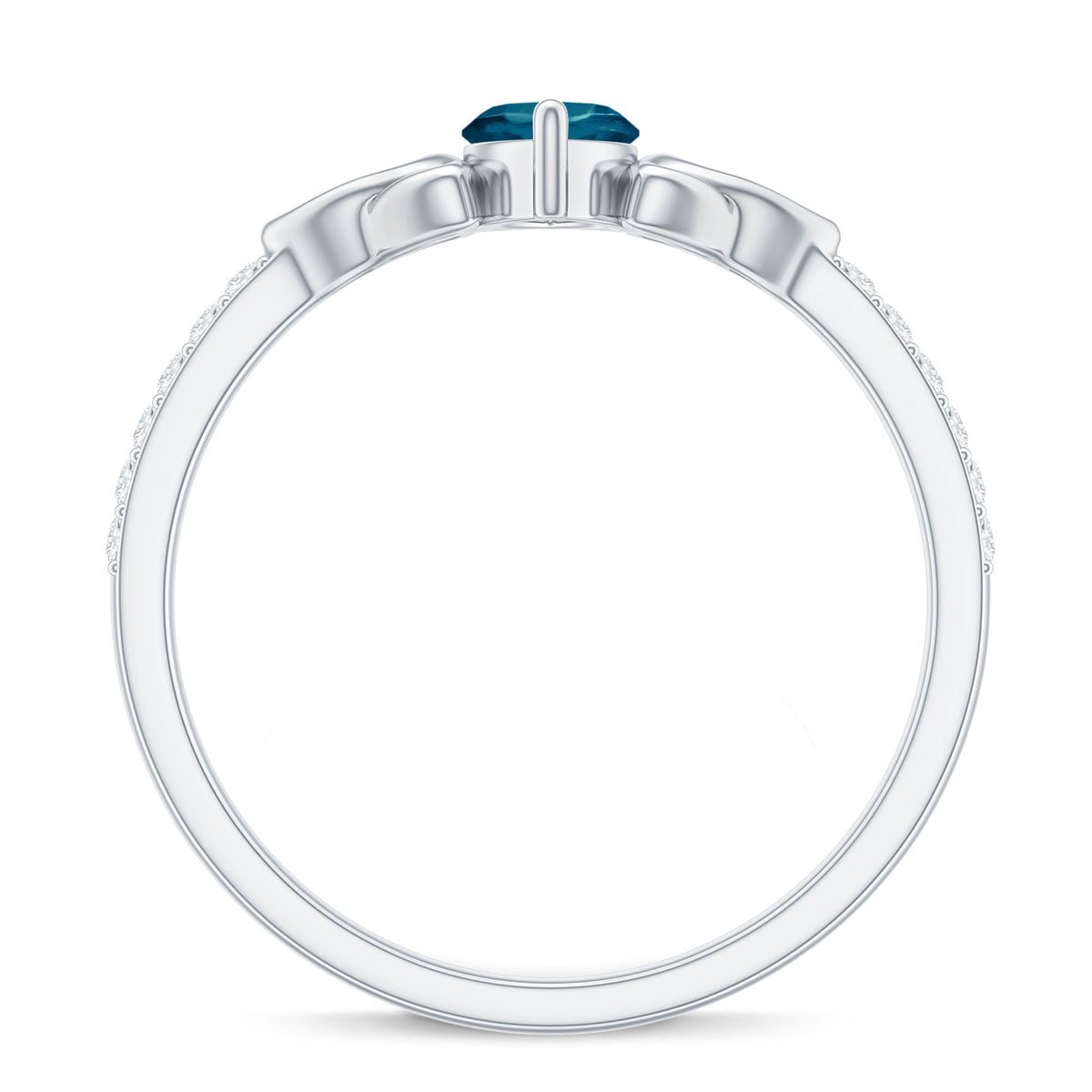 0.74 Carat Marquise Cut London Blue Topaz Celtic Engagement Ring with Diamond