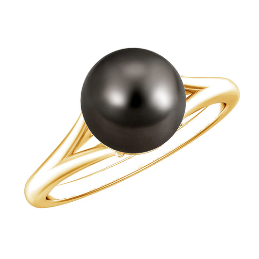 7.5 Carat Tahitian Black Pearl Engagement Ring with Split Shank
