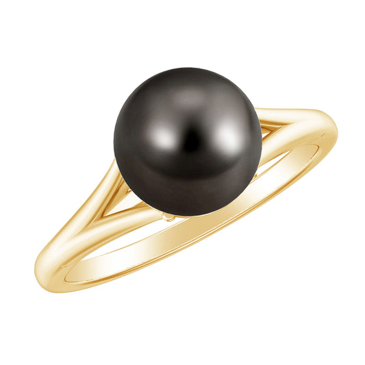 7.5 Carat Tahitian Black Pearl Engagement Ring with Split Shank
