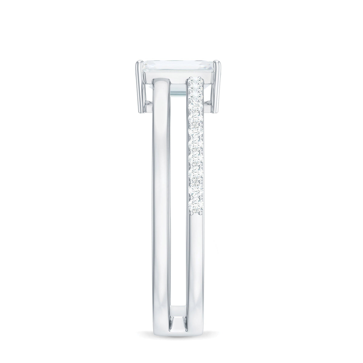 1.8 Carat Emerald Cut Moissanite Double Band Engagement Ring