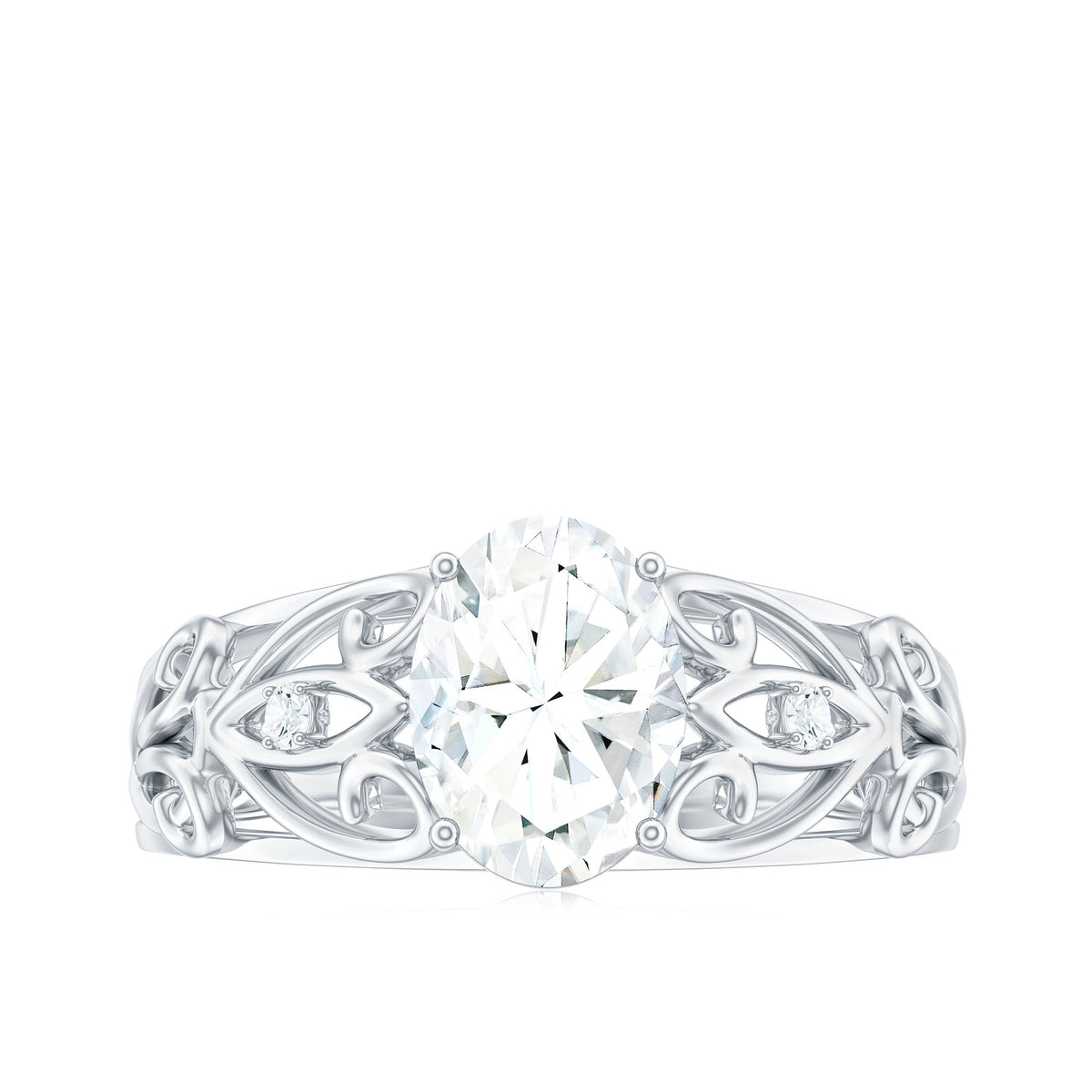 1.2 Carat Oval Cut Vintage Inspired Moissanite Filigree Engagement Ring