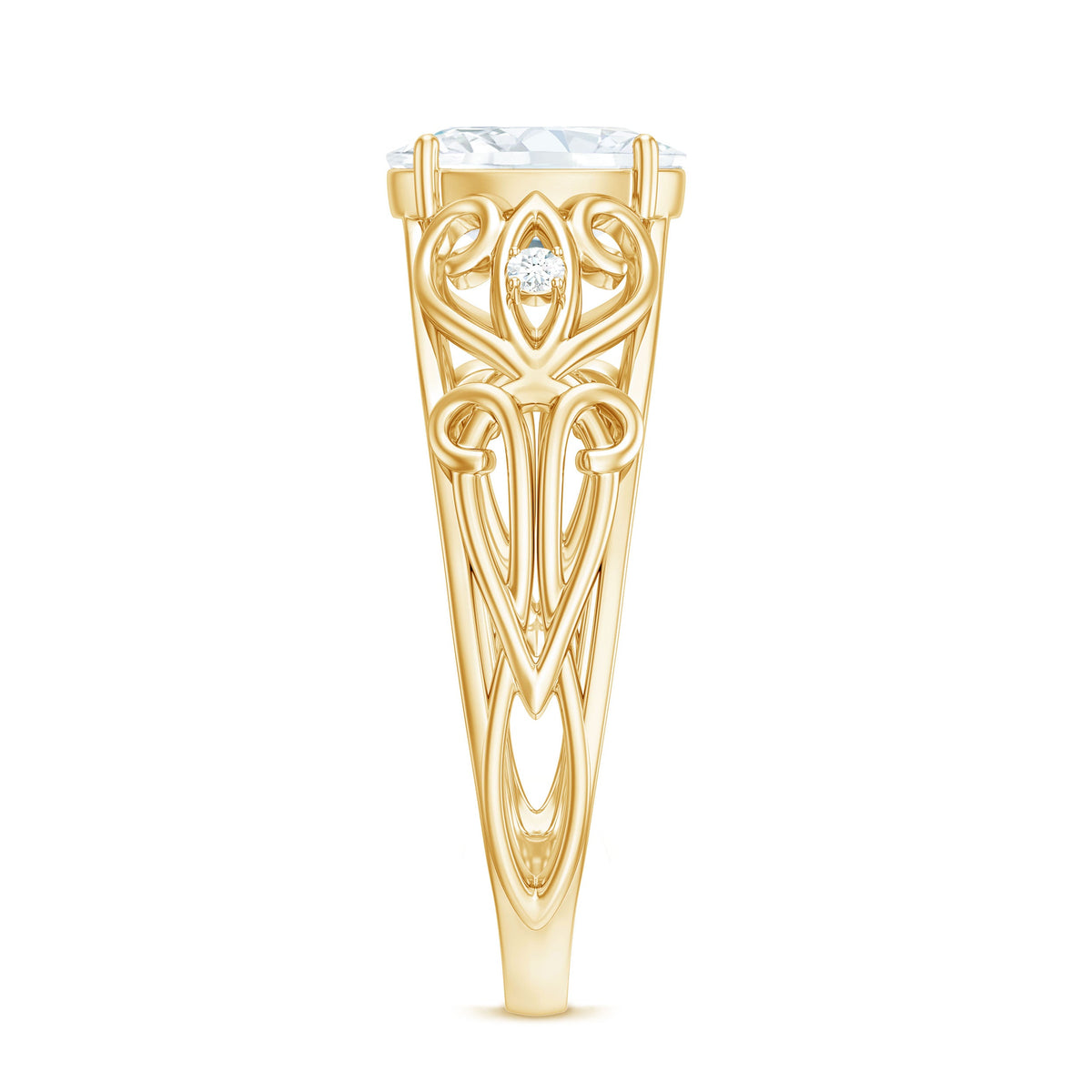 1.2 Carat Oval Cut Vintage Inspired Moissanite Filigree Engagement Ring
