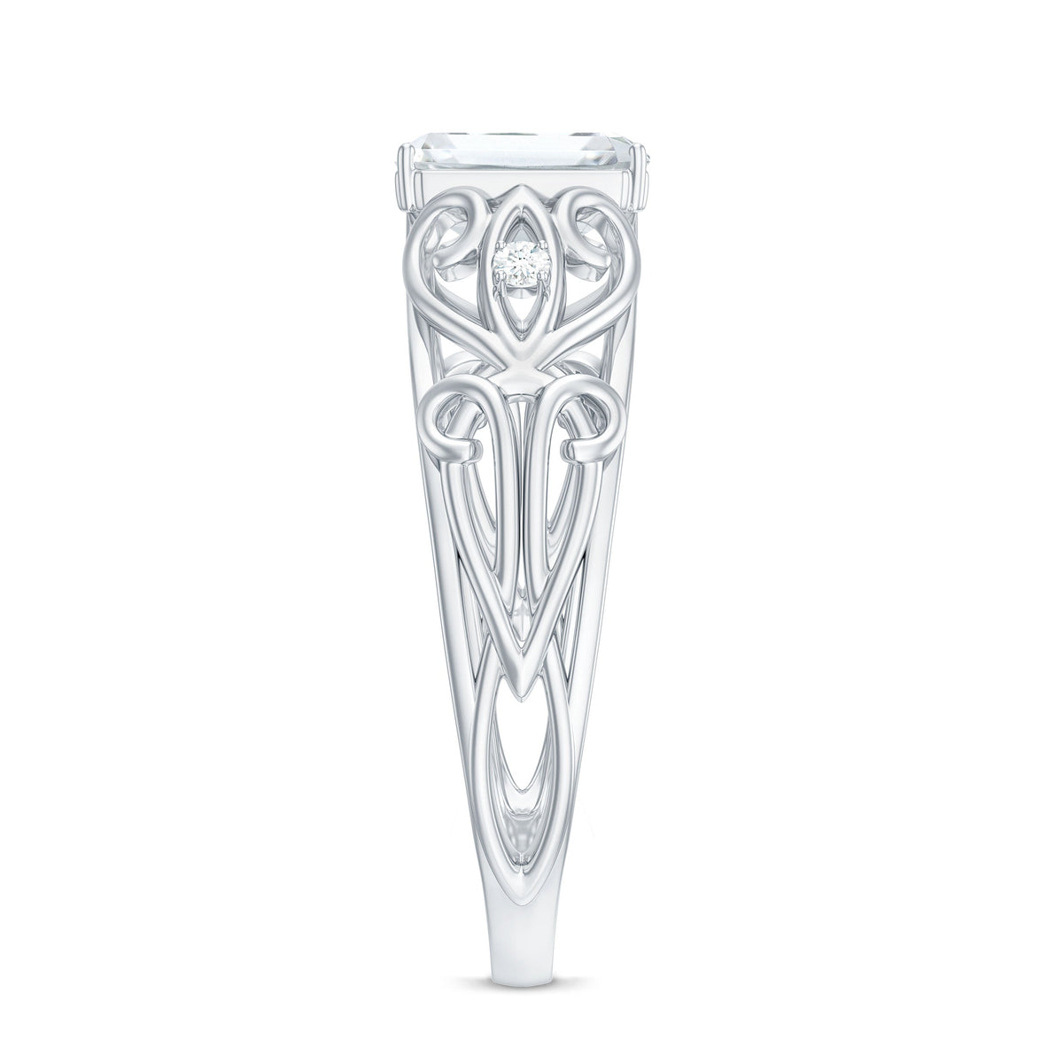 1.8 Carat Emerald Cut Moissanite Vintage Inspired Solitaire Ring
