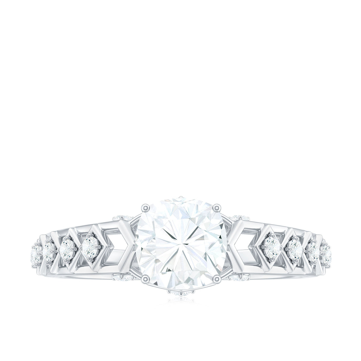 1.7 Carat Cushion Cut Certified Moissanite Solitaire Engagement Ring