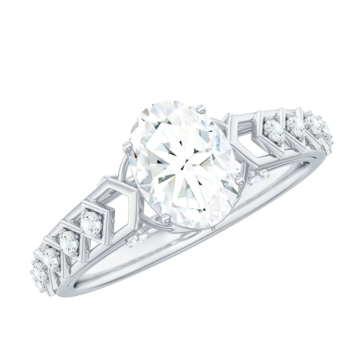 1.2 Carat Oval Cut Moissanite Solitaire Engagement Ring