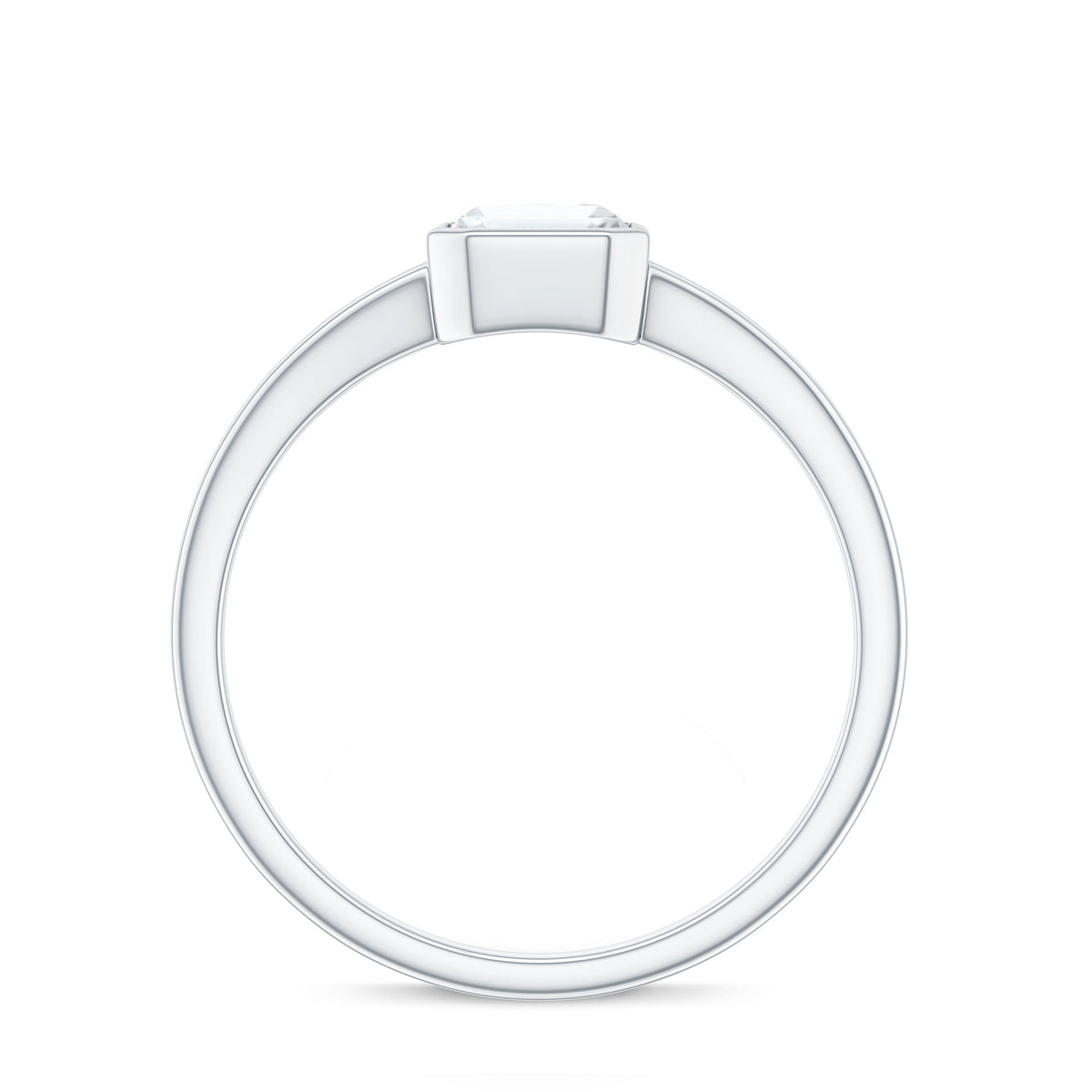 1.8 Carat Emerald Cut Moissanite Bezel Set Engagement Ring with Split Shank