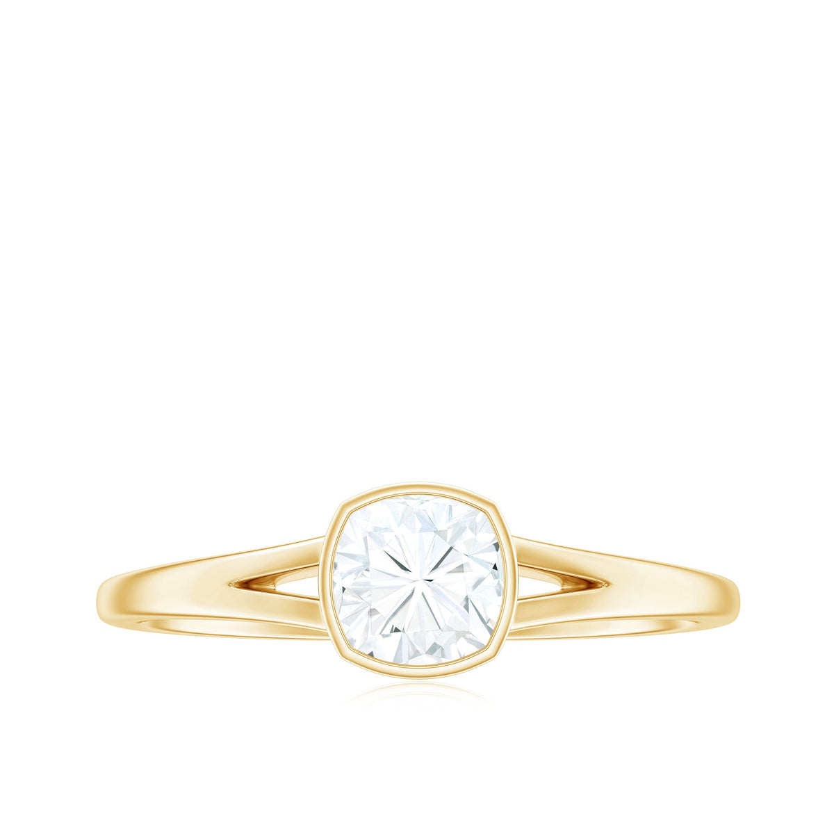 1.7 Carat Cushion Cut Moissanite Solitaire Split Shank Ring