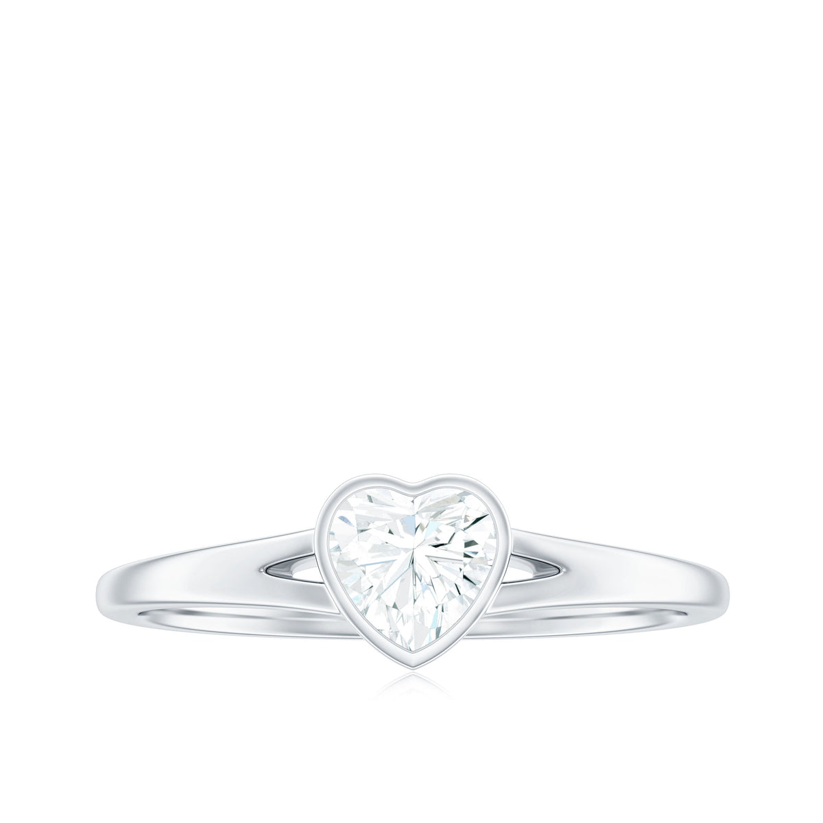 0.5 Carat Heart Shape Moissanite Solitaire Ring with Split Shank