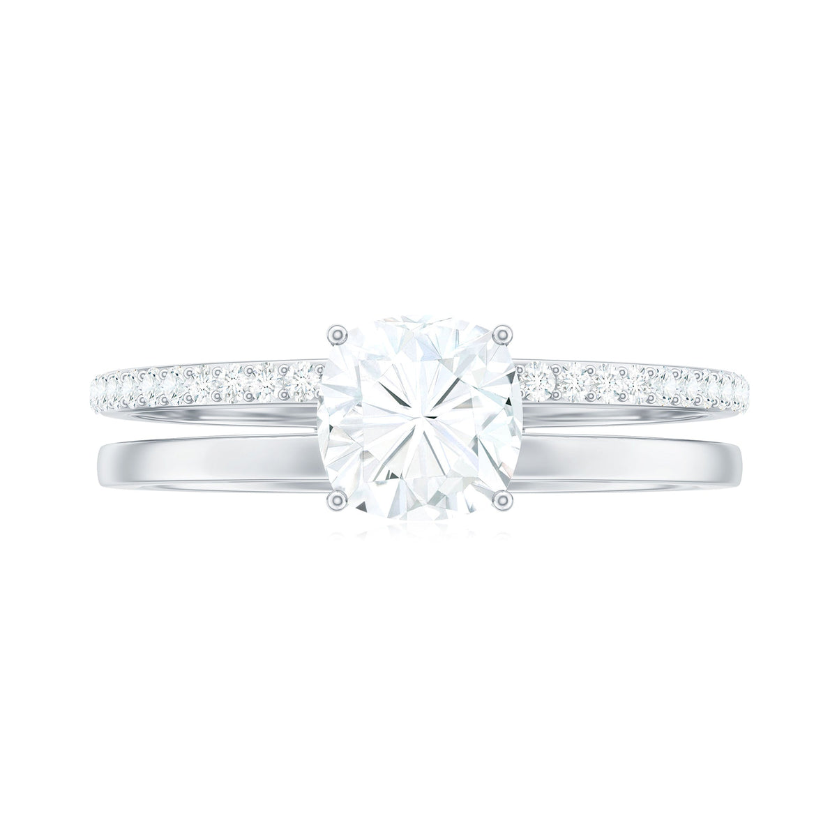 1.7 Carat Certified Moissanite Solitaire Double Band Engagement Ring