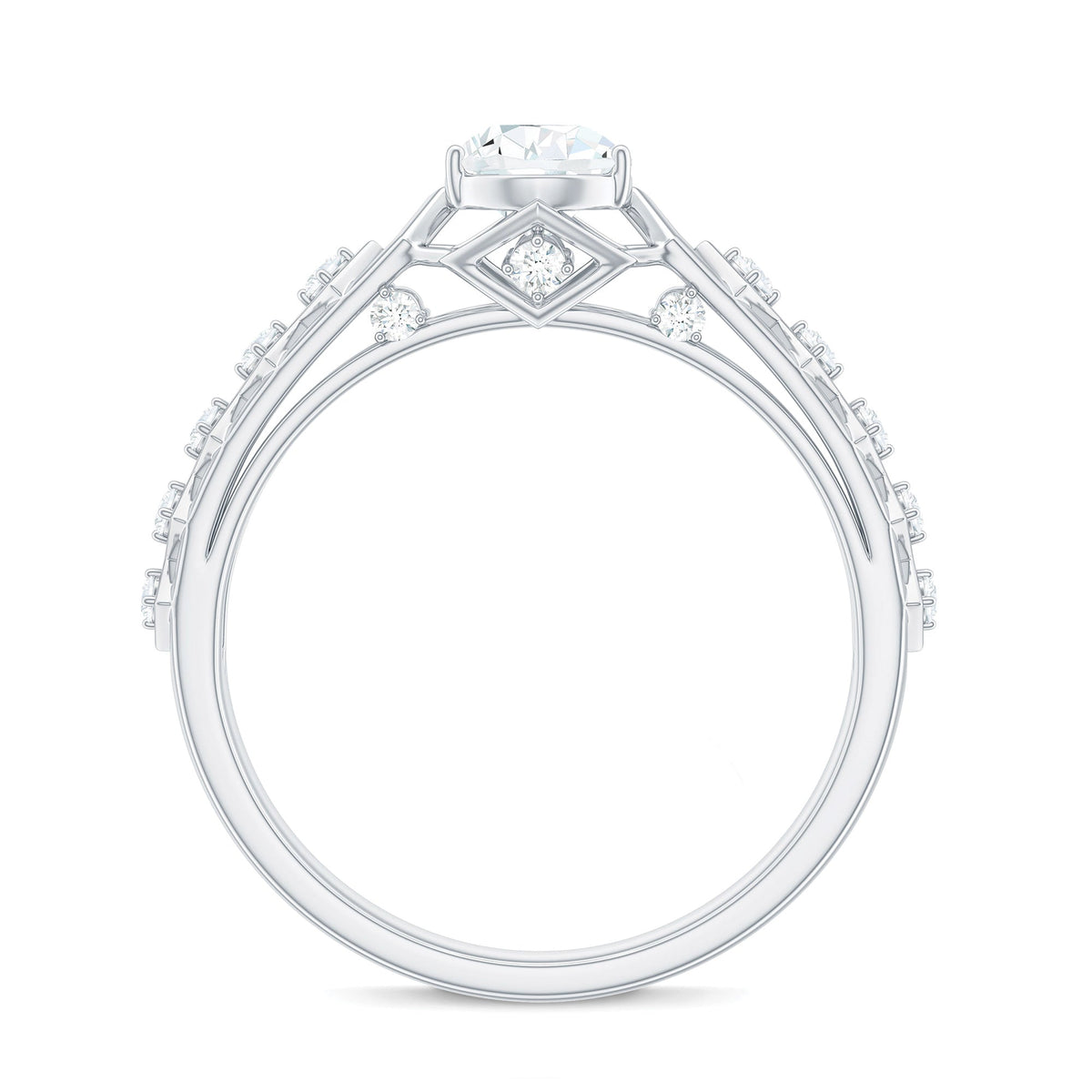 Art Deco Inspired Brilliant Cut Moissanite Solitaire Engagement Ring