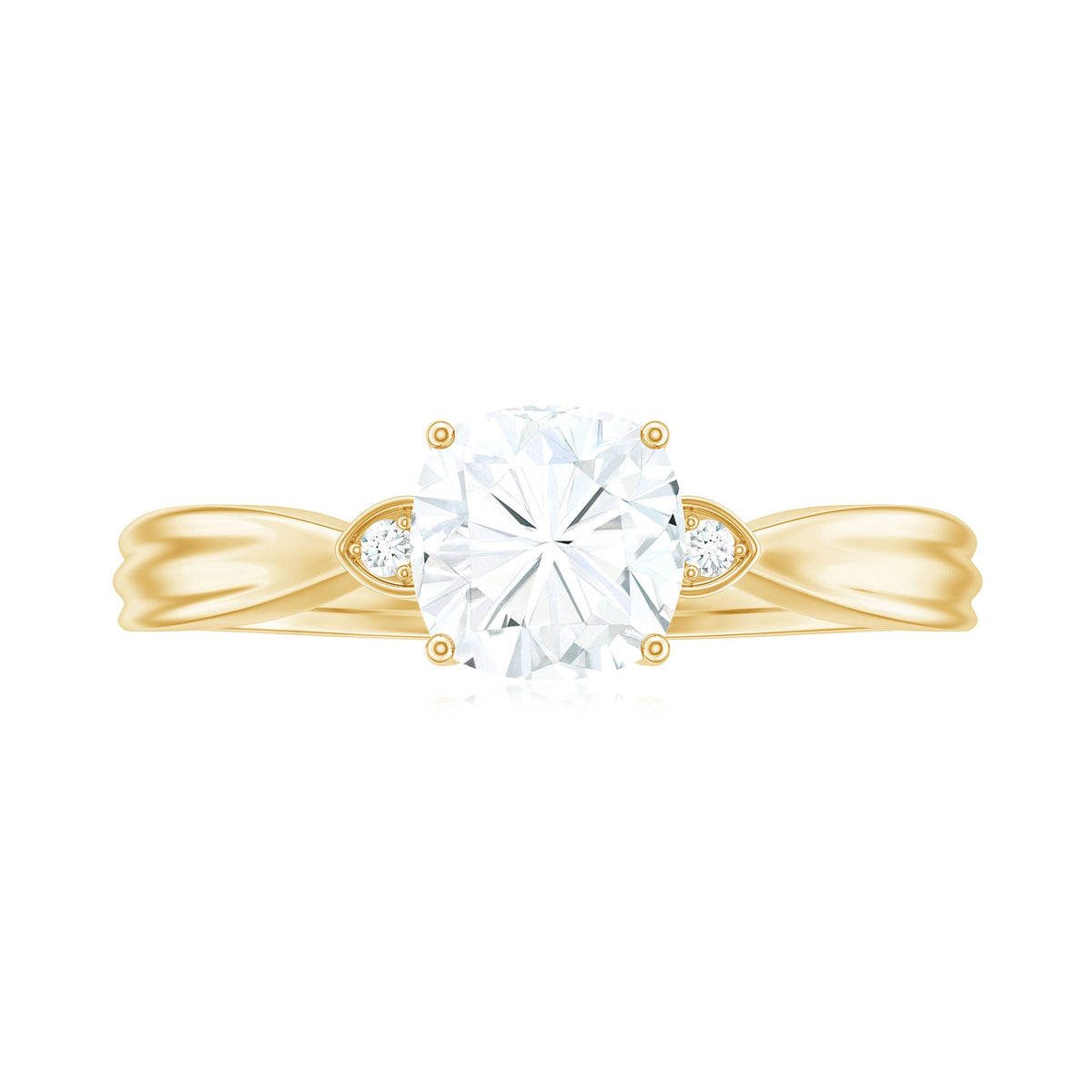 Brilliant Cut 1.7 Carat Moissanite Cushion Engagement Ring