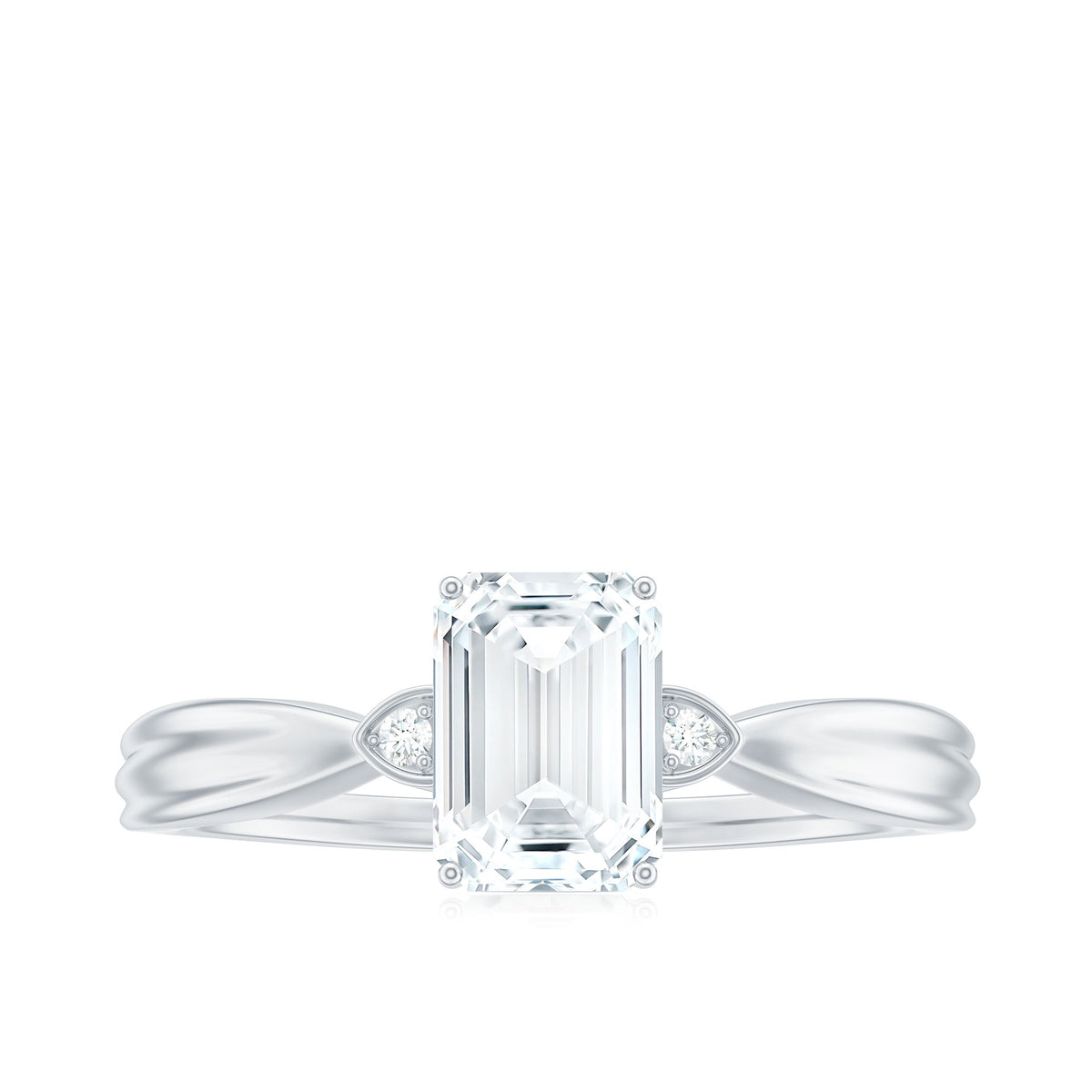 1.8 Carat Emerald Cut Certified Moissanite Engagement Ring for Women