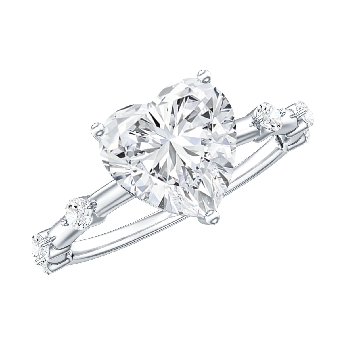 2 Carat Heart Shaped Moissanite Engagement Ring for Women