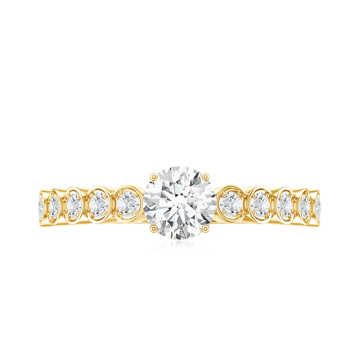 Certified 0.5 Carat Round Moissanite Engagement Ring with Side Stones