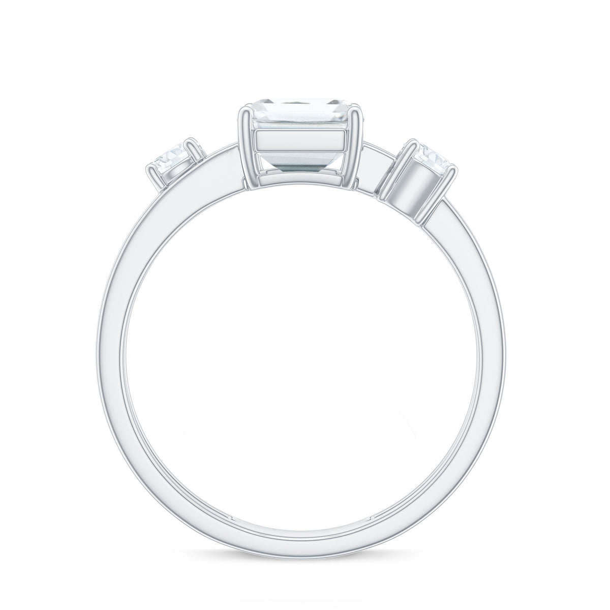 1.8 Carat Emerald Cut Moissanite Solitaire Double Band Engagement Ring