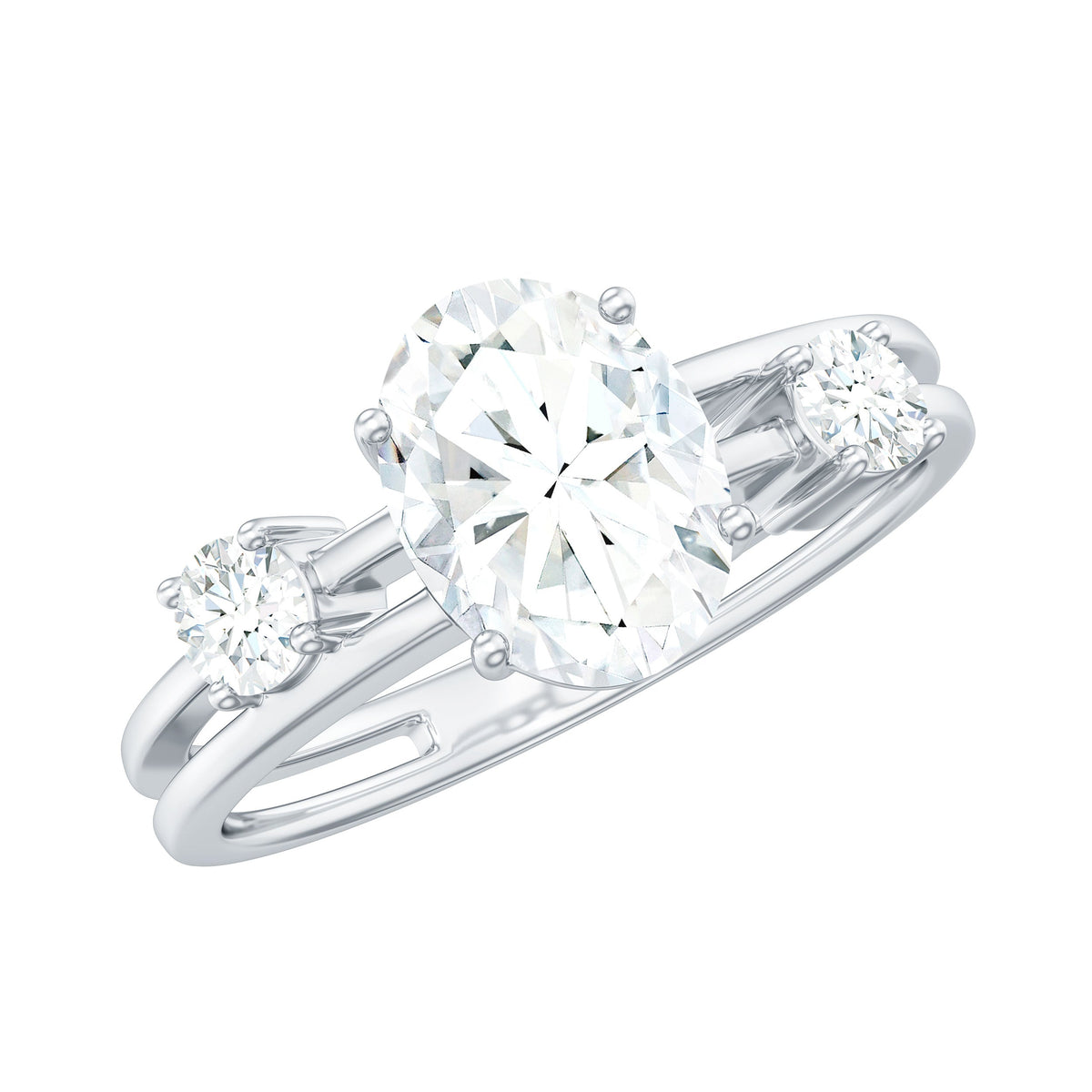1 Carat Oval Cut Certified Moissanite Solitaire Engagement Ring