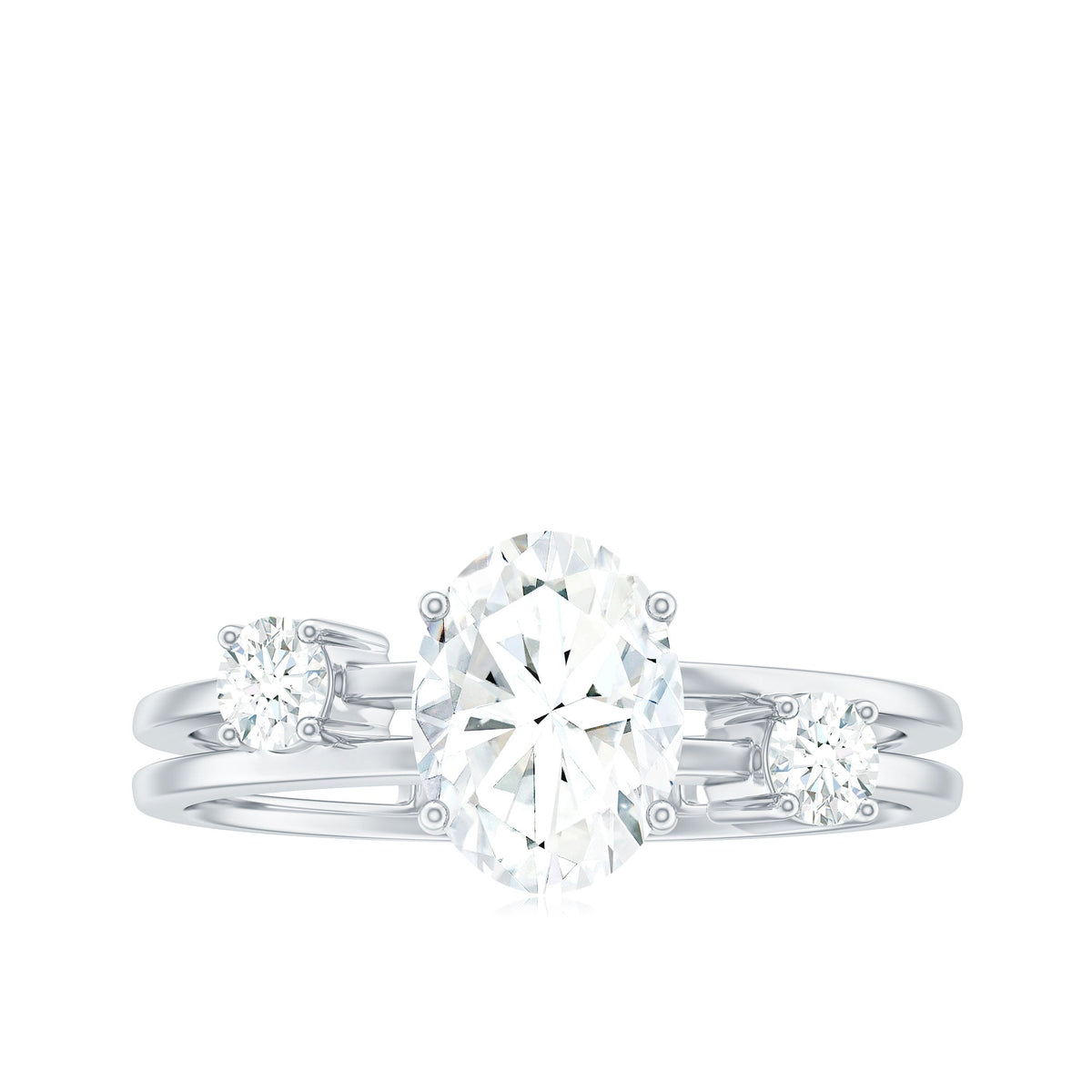 1 Carat Oval Cut Certified Moissanite Solitaire Engagement Ring