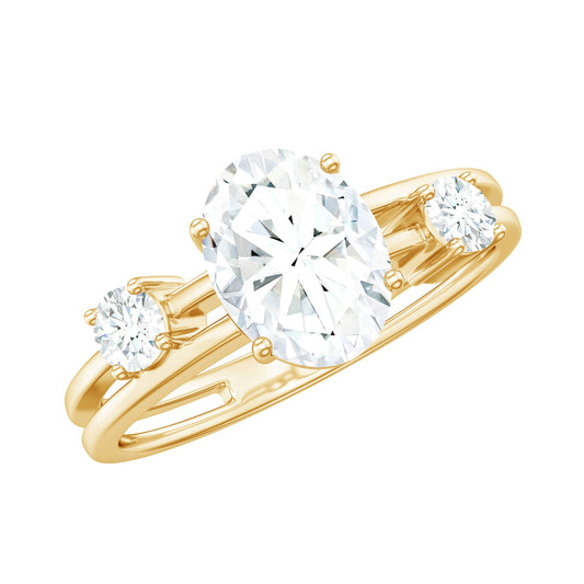 1 Carat Oval Cut Certified Moissanite Solitaire Engagement Ring