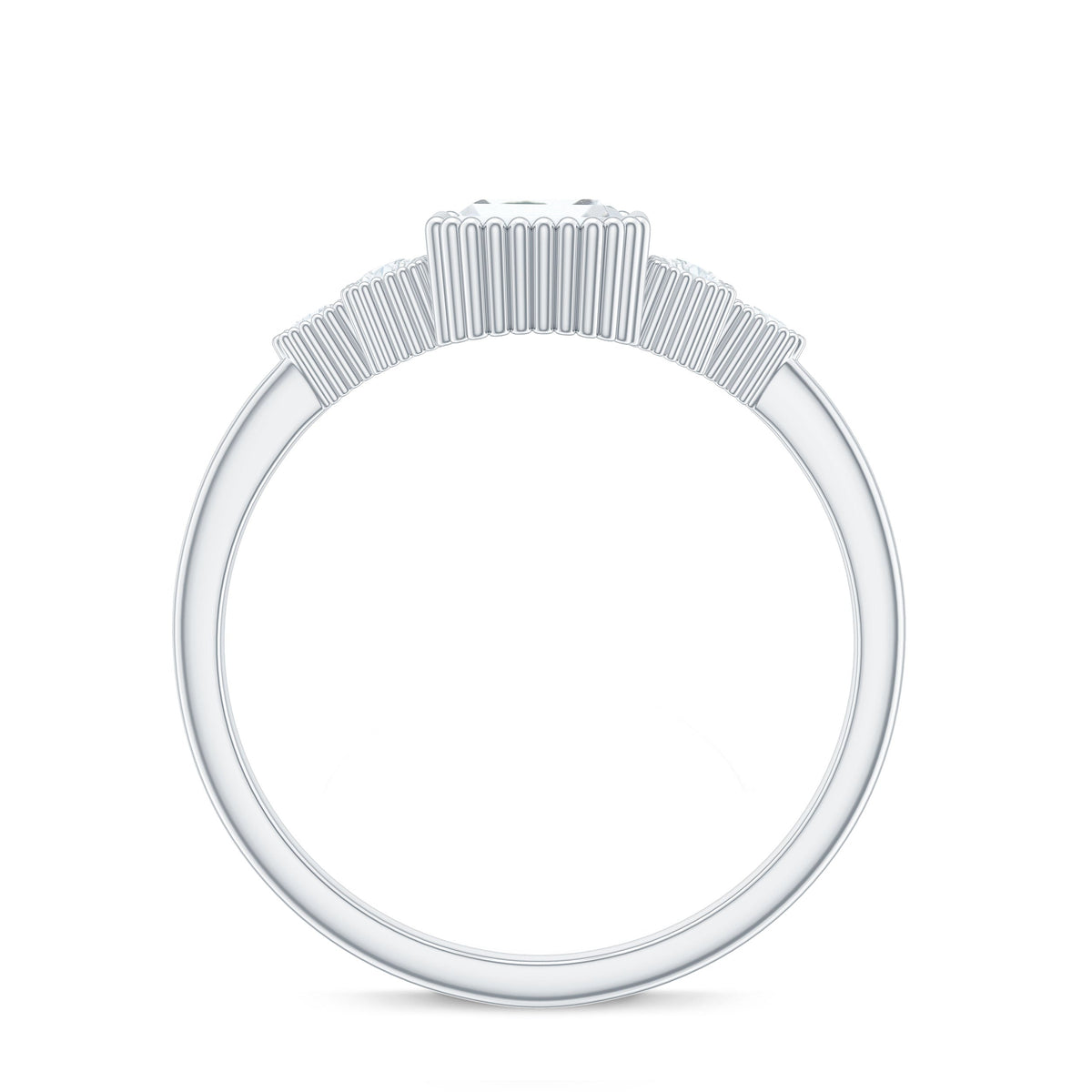 1.8 Carat Emerald Cut Moissanite Classic Engagement Ring with Beaded Details