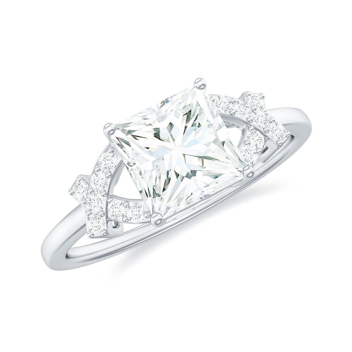 1 Carat Princess Cut Moissanite Solitaire Engagement Ring