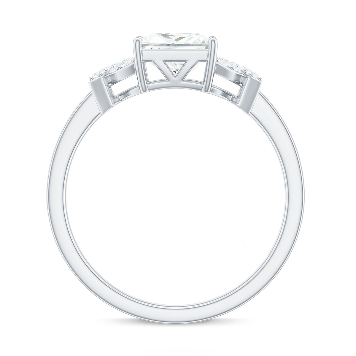 1 Carat Princess Cut Moissanite Solitaire Engagement Ring