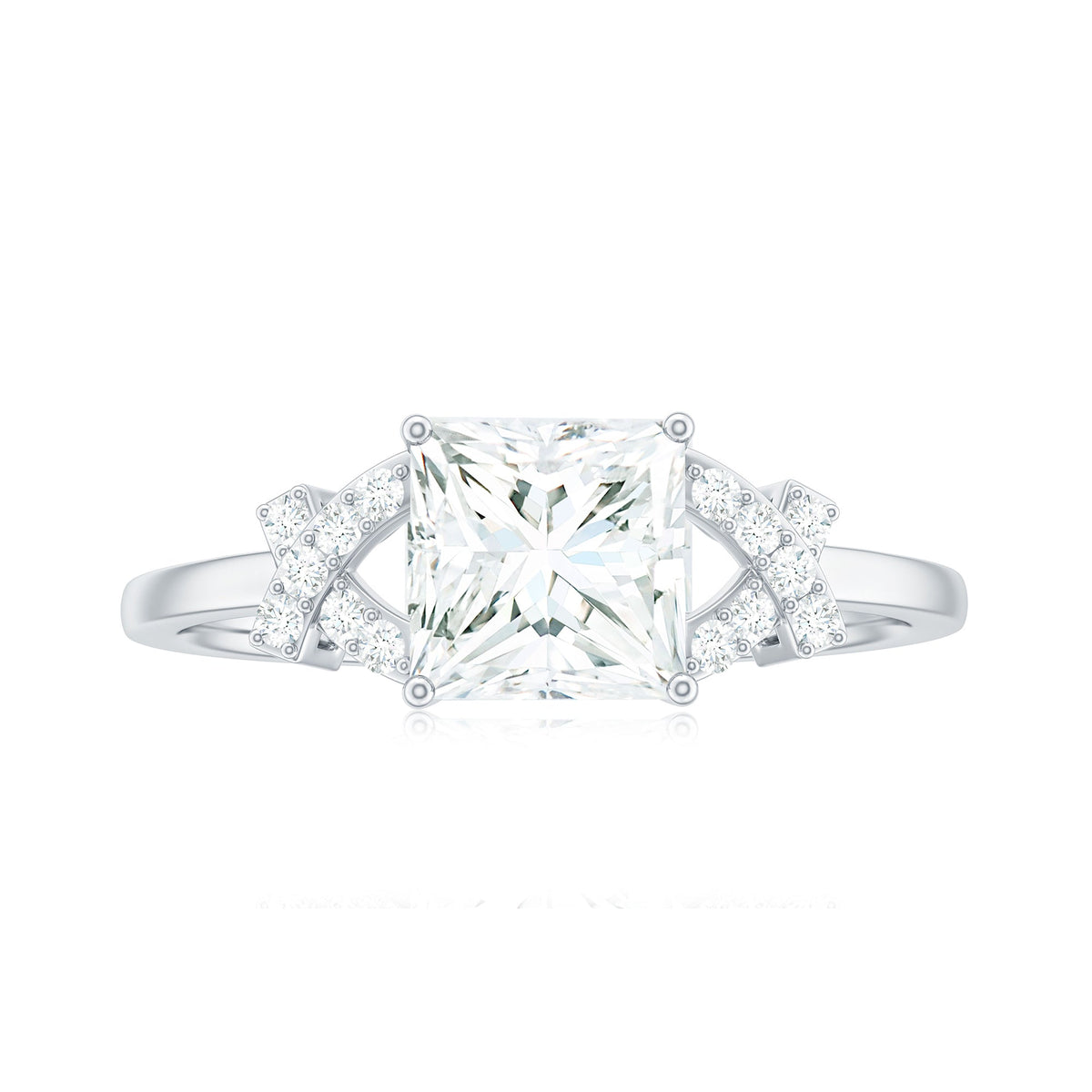 1 Carat Princess Cut Moissanite Solitaire Engagement Ring