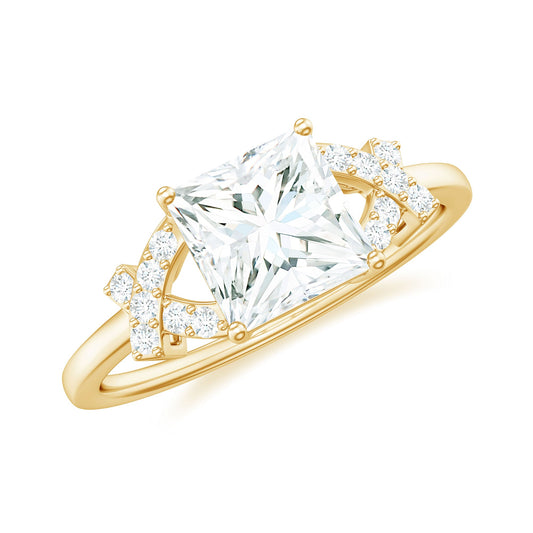 1 Carat Princess Cut Moissanite Solitaire Engagement Ring