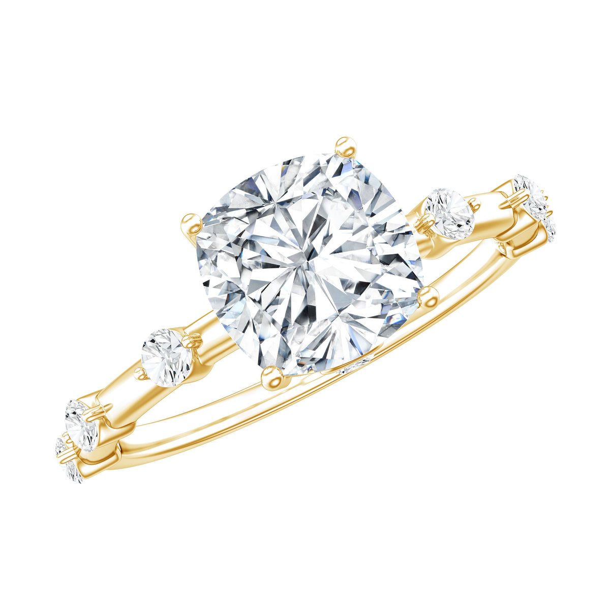 Certified Cushion Cut Moissanite Huge Engagement Ring