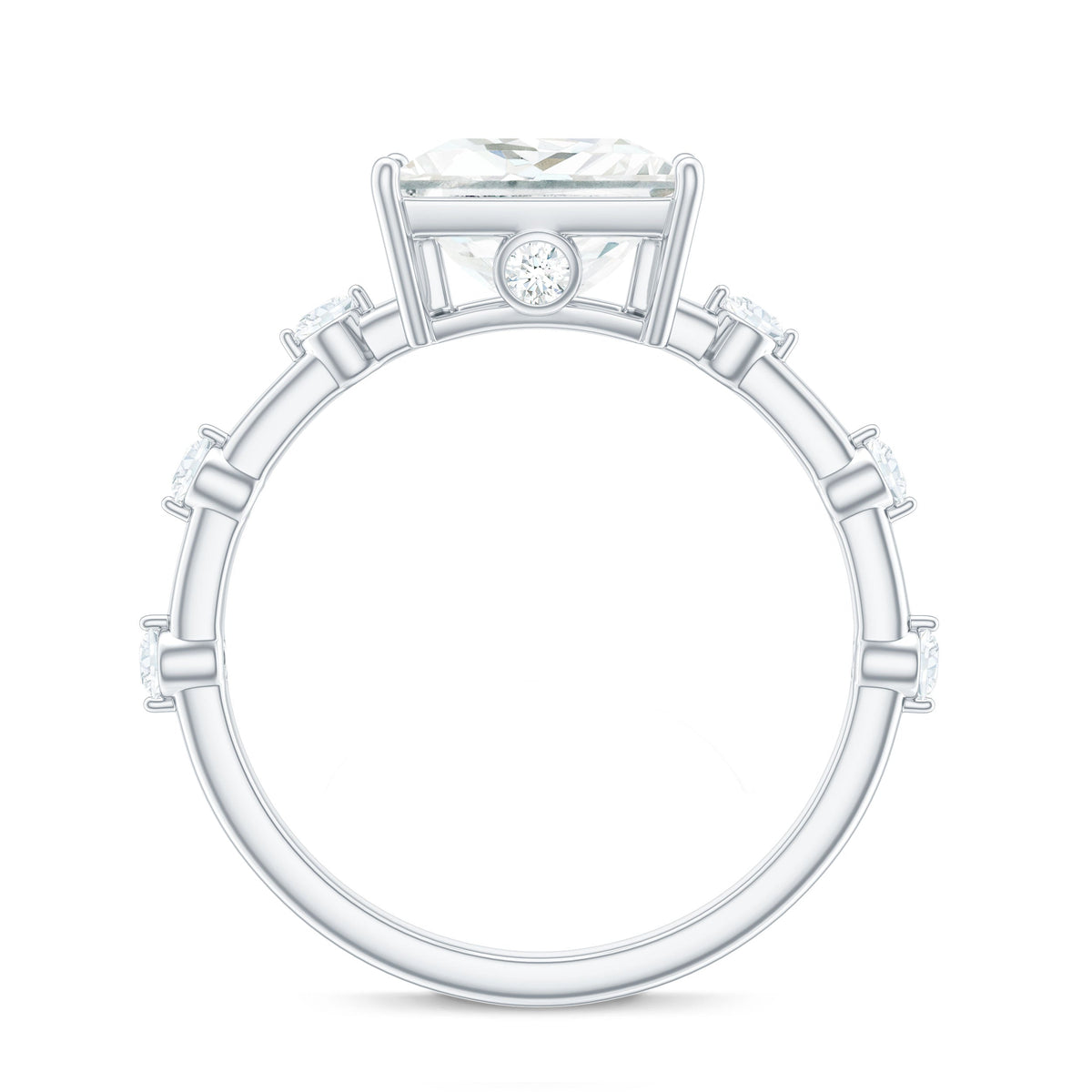 3 Carat Certified Princess Cut Moissanite Solitaire Engagement Ring